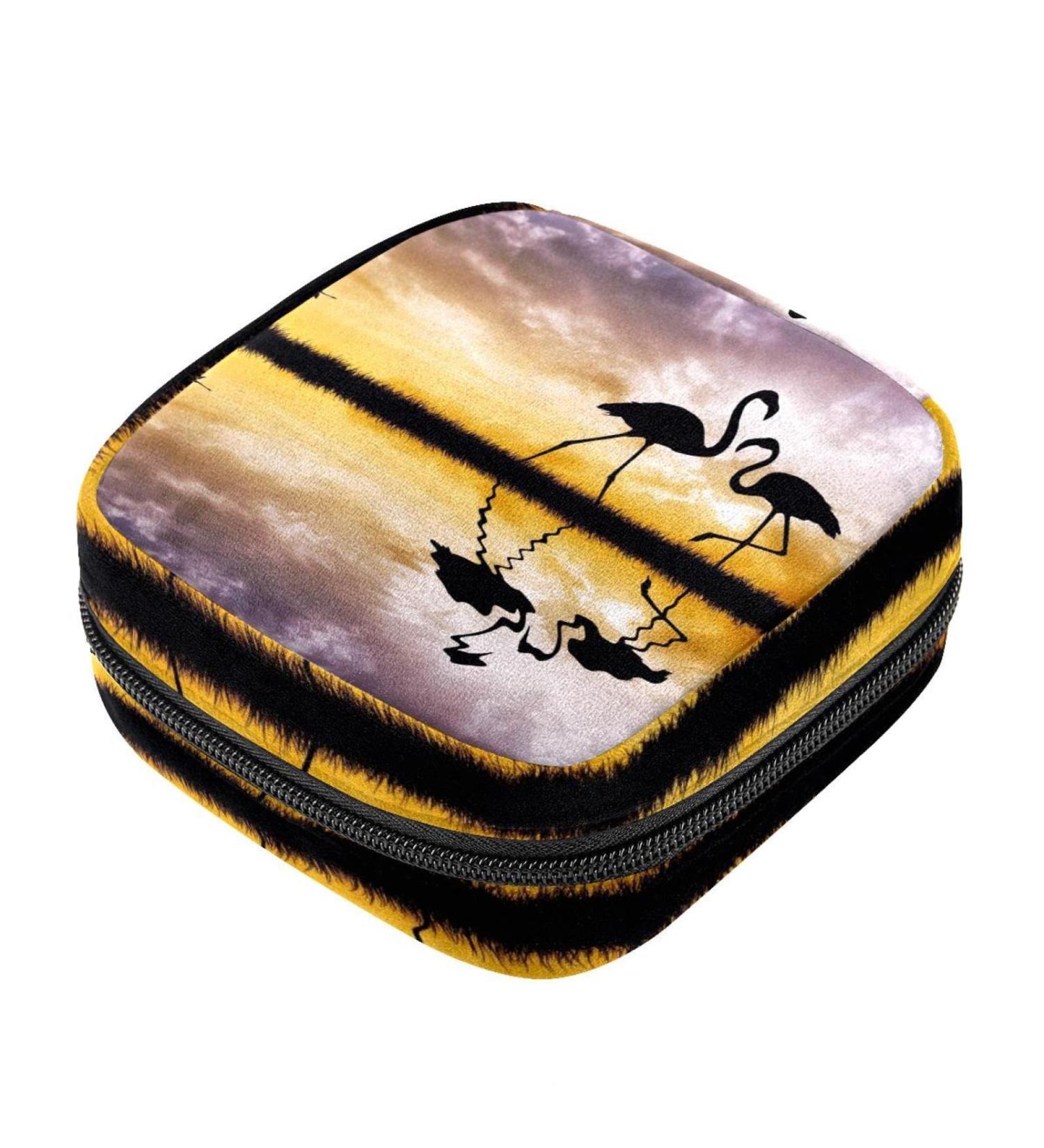 Menstrual Pad Bag with Zipper - Stylish Ladies Napkin Pouch & Tampon Collection Bag (Flamingos in Love) - Shop Now for Women & Girls - Buy Online on GoSupps.com