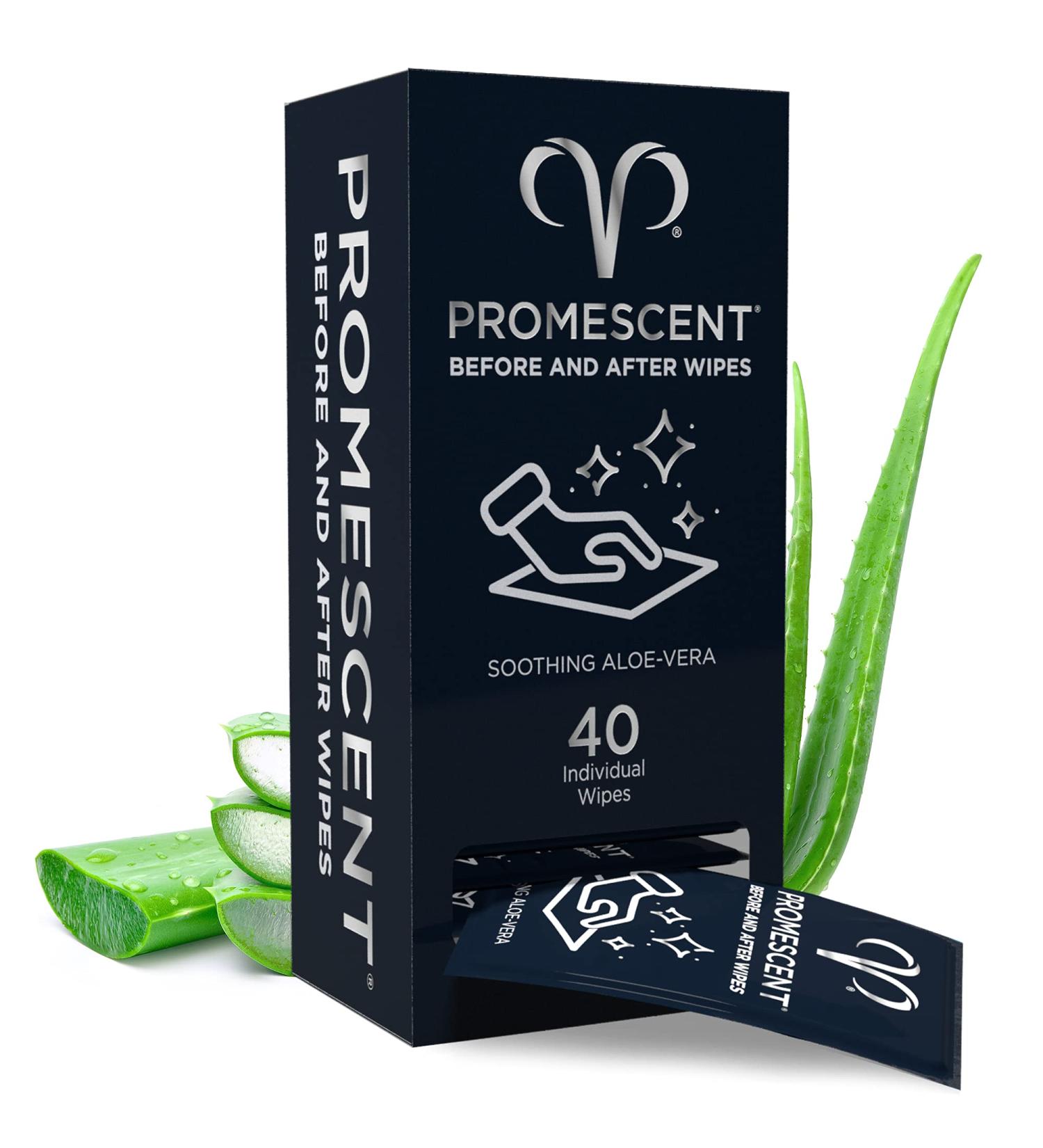 Promescent Flushable Wipes with Aloe Vera - 40 Hypoallergenic Hygienic Wet Wipes - Buy Online on GoSupps.com