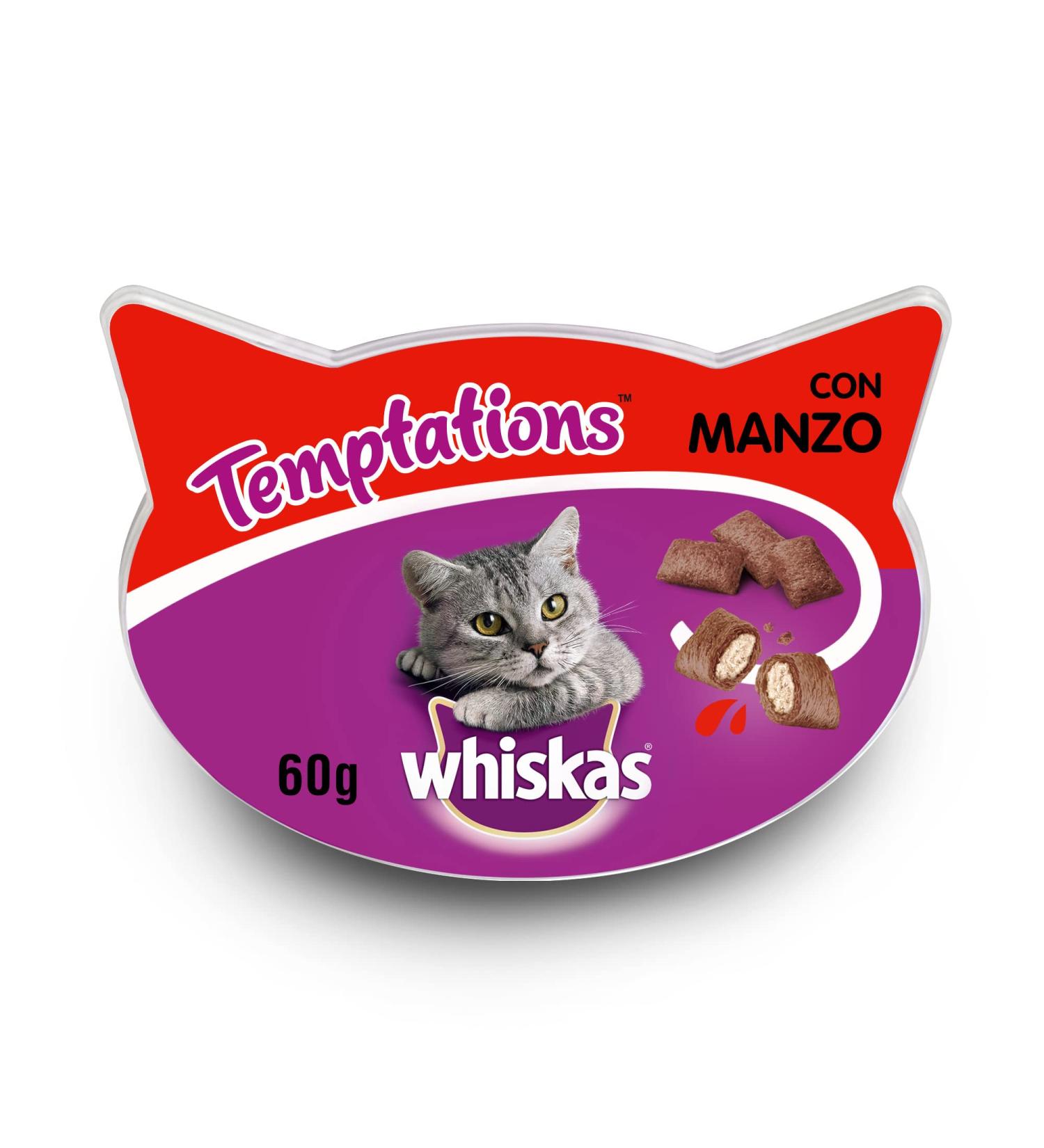 Whiskas Crispy Bags for Adult Cats - Low-Calorie Beef Snacks | 8 x 60g - International Shipping - Buy Online on GoSupps.com