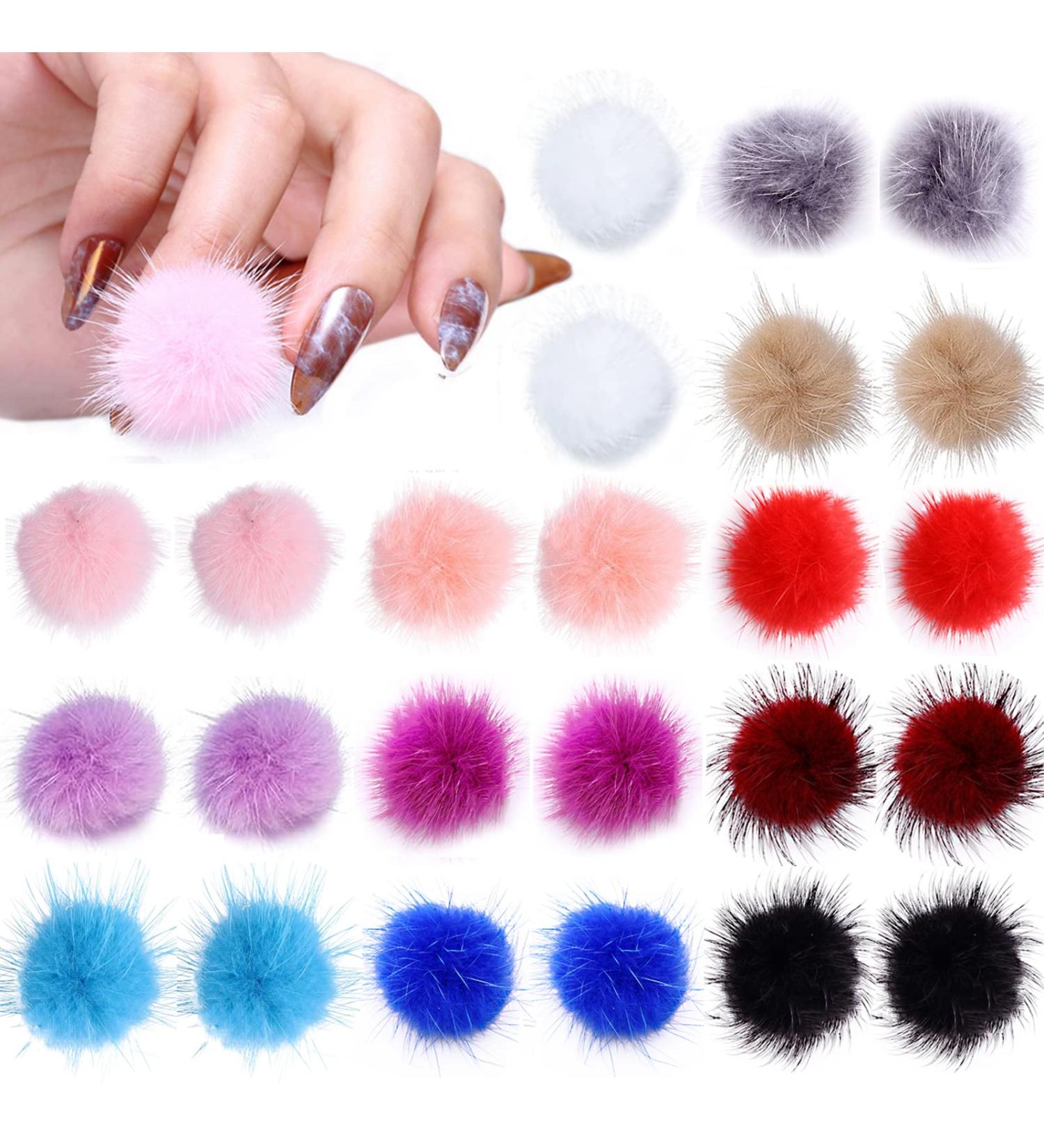 3D Fluffy Pom Balls Nail Charms Kit | 24 Pieces with Magnetic Detachable Plush Pom Poms | Storage Box Included | Nail Art DIY for Girls and Women - Buy Online on GoSupps.com