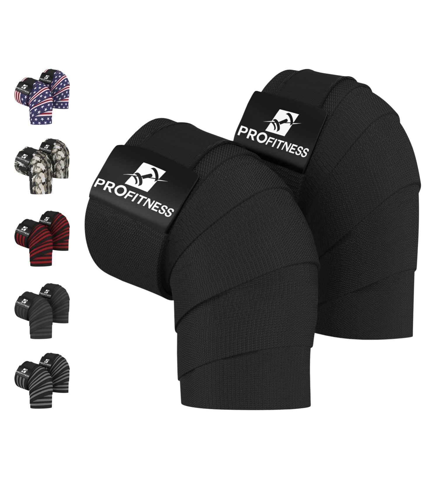 Jet Black Weight Lifting Knee Wraps (Pair) - 78 Length - Knee Support for Powerlifting & Squatting - Buy Online on GoSupps.com