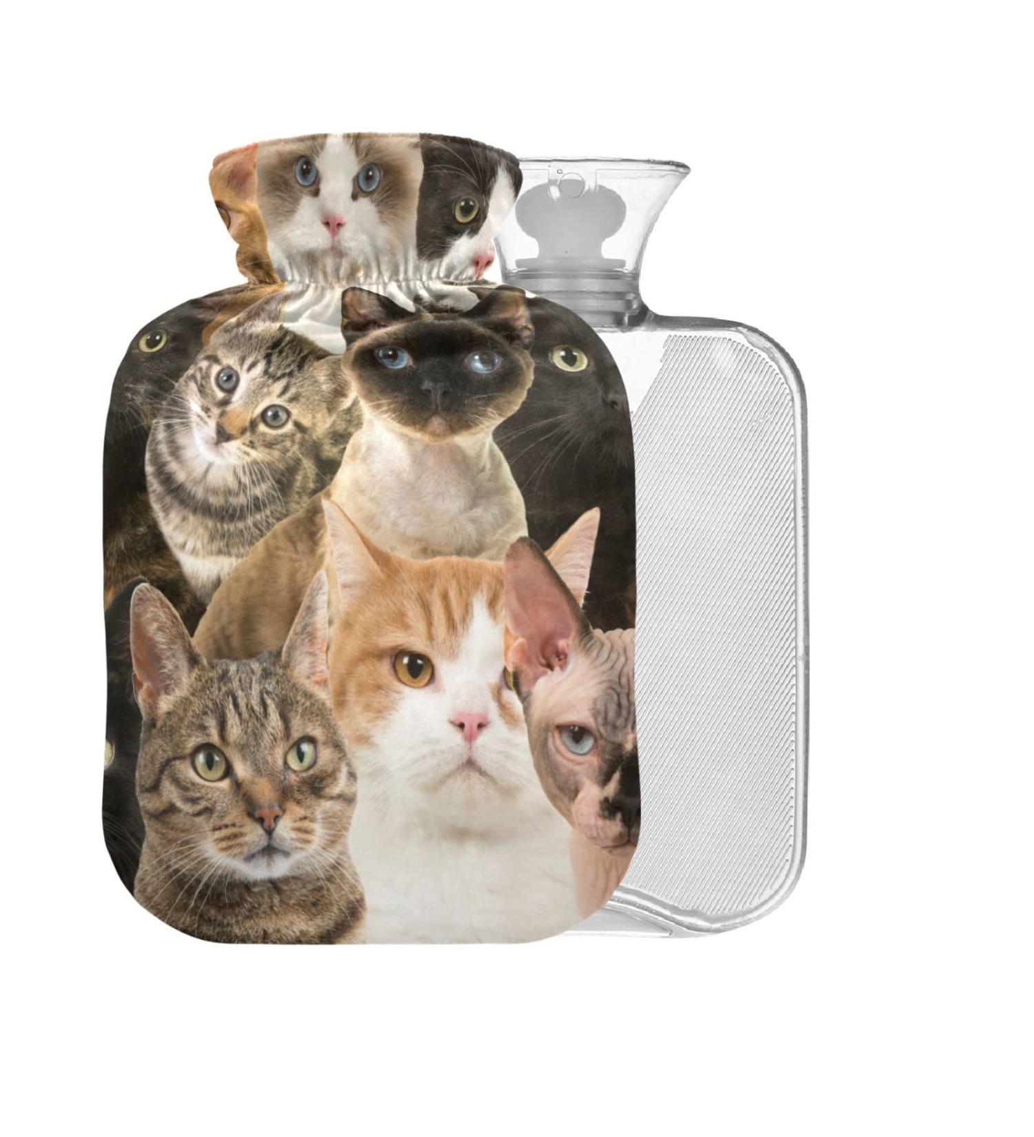 Cute Cats BAP Free Hot Water Bottle - 2L Large Hot Water Bag for Pain Relief & Cramps | International Shipping - Buy Online on GoSupps.com