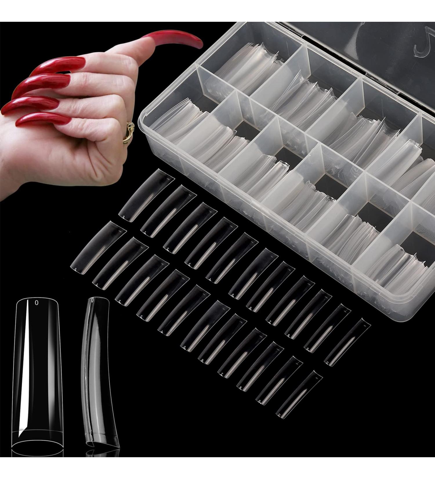 Yokilly Clear Coffin Nails Tips - 550PCS Long C Curved Nail Tips for Acrylic Nails - Professional Half Cover Square Soft Gel Fake Nail Tips for Nail Salons and DIY Nail Art - Buy Online on GoSupps.com