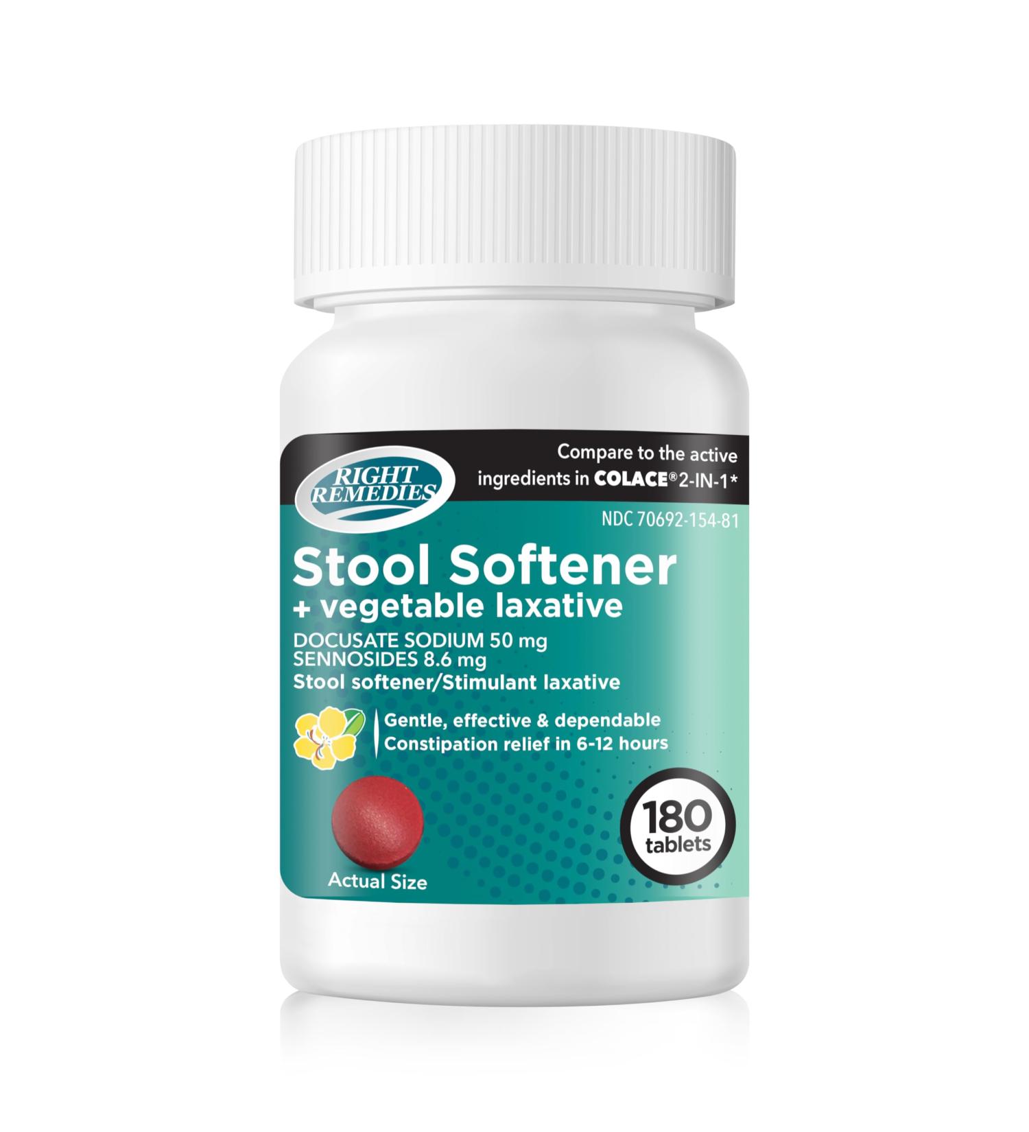 Right Remedies Natural Vegetable Laxative Plus Stool Softener (180 Tablets) Gentle Effective Dependable Constipation Relief in 6-12 hours Compare to the Active Ingredients in National Brand Product - Buy Online on GoSupps.com