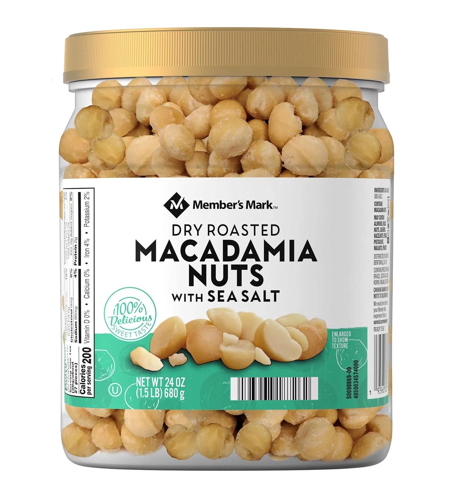 Member's Mark Dry Roasted Macadamia Nuts with Sea Salt - 24oz (1.5lb) 680g - Buy Online on GoSupps.com