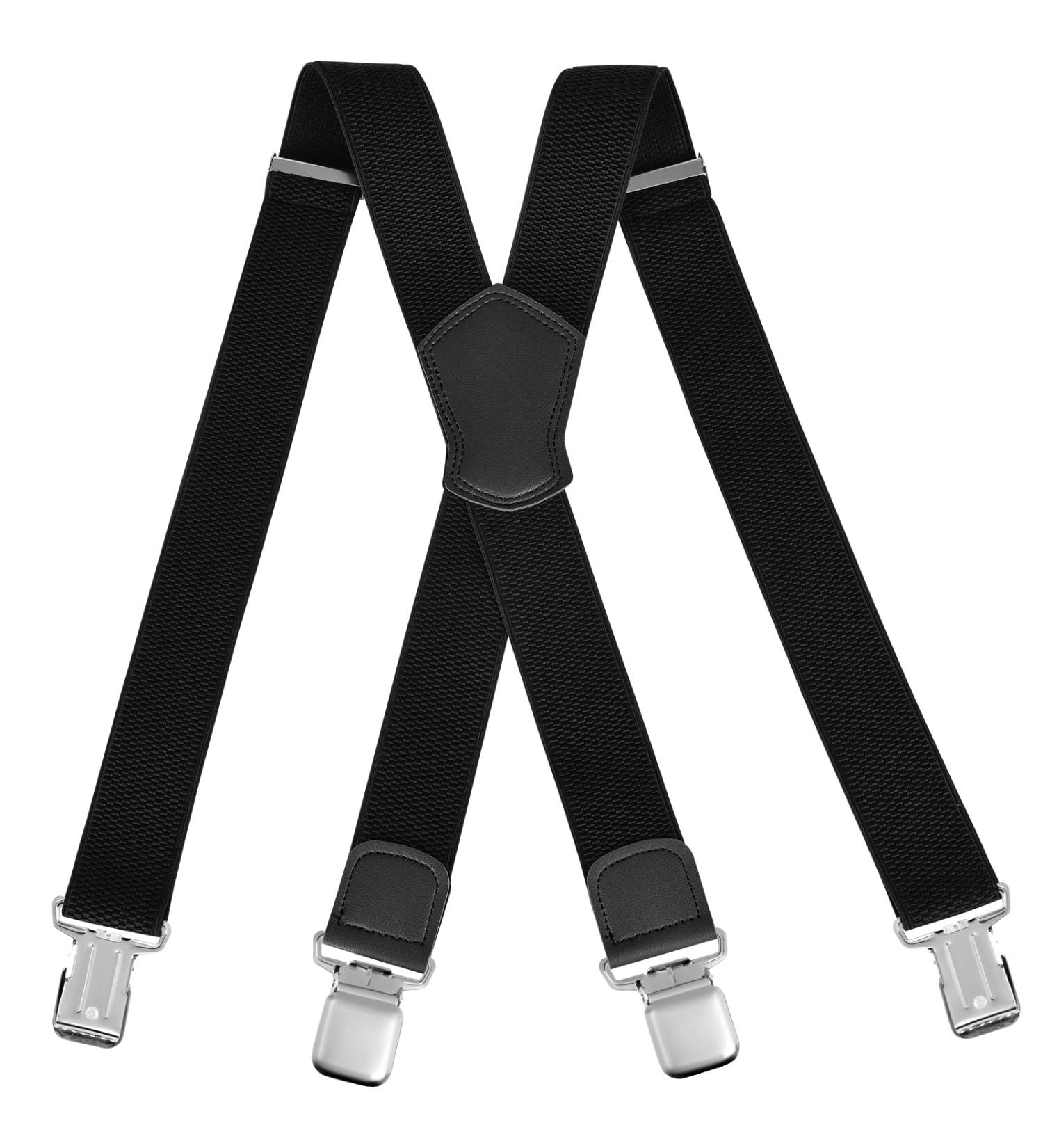 ACWOO Men's Wide 4cm Braces | Adjustable Elastic Y-Shape Black Braces with 4 Strong Metal Clips - Buy Online on GoSupps.com