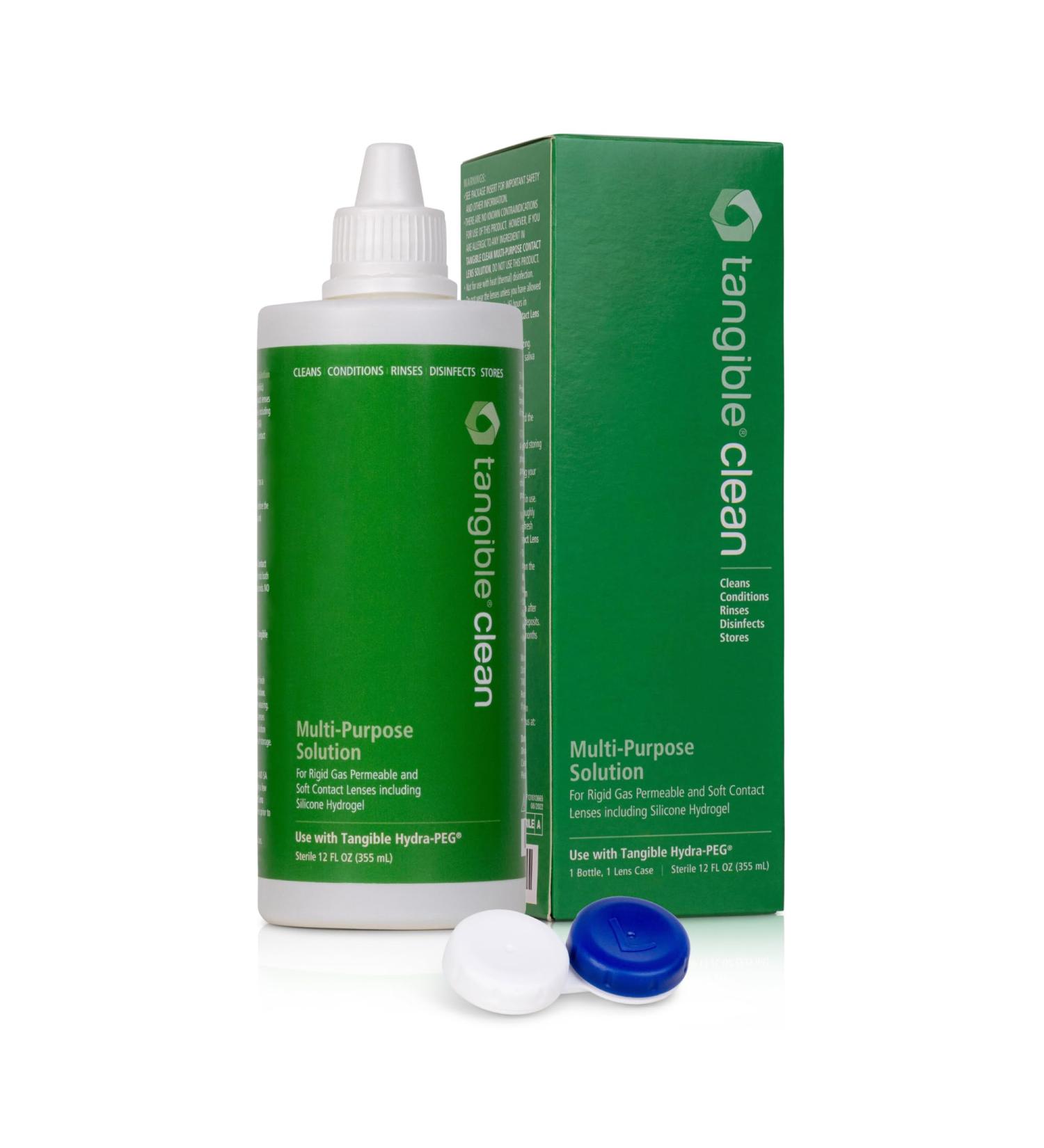 Tangible Clean Multi-Purpose Contact Lens Solution for Scleral & Gas Permeable Lenses | Includes Lens Case | 12 Fl Oz - International Shipping Available - Buy Online on GoSupps.com