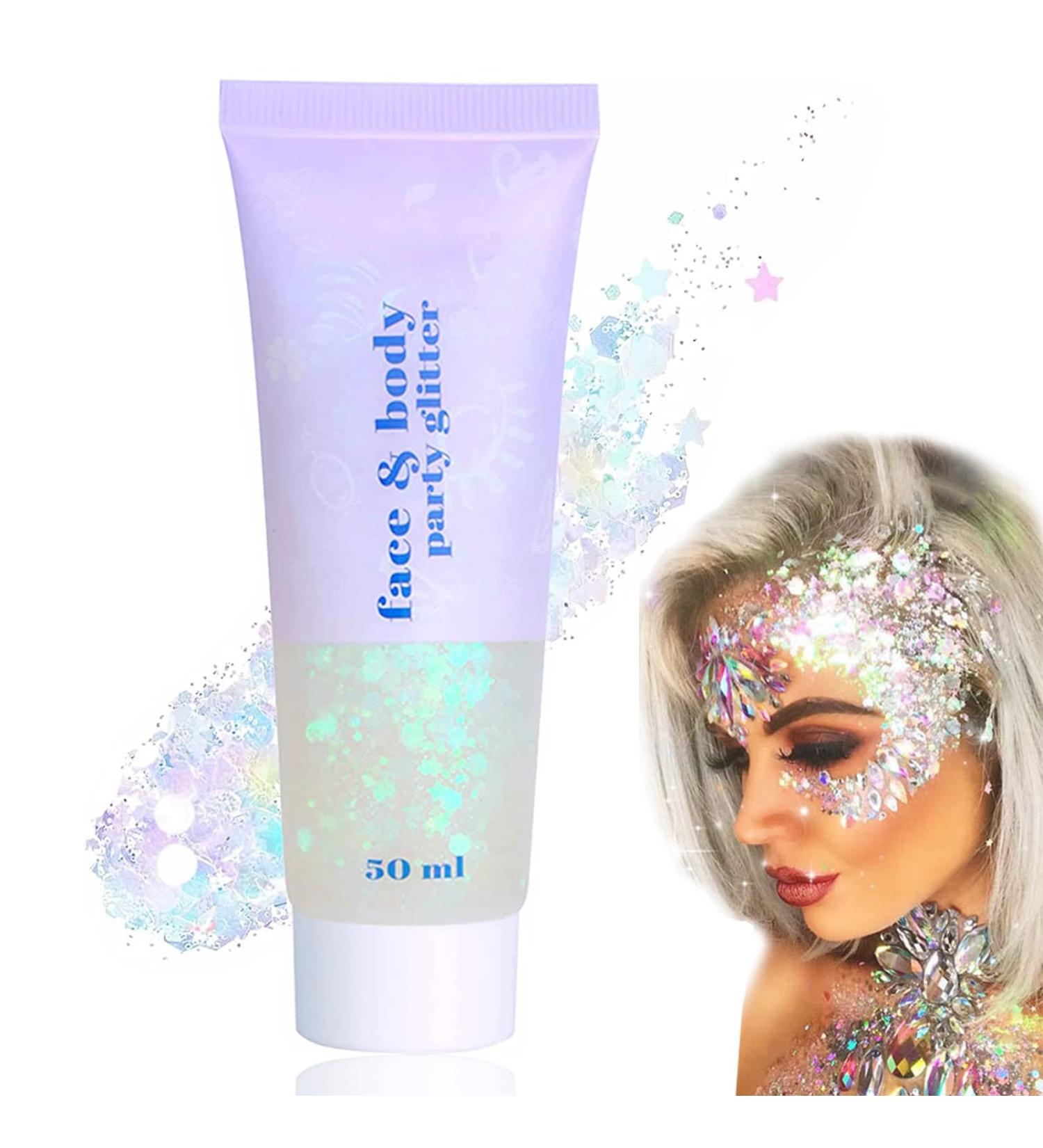 Body Glitter Gel 50ml Face Glitters Body Gel Sequins Shimmer Liquid Eyeshadow Mermaid Sequins Sparkling Chunky Body Lotion Glitter Liquid for Face Body Hair Nail DIY Makeup Decoration-Colorful#06 06#Color - Buy Online on GoSupps.com