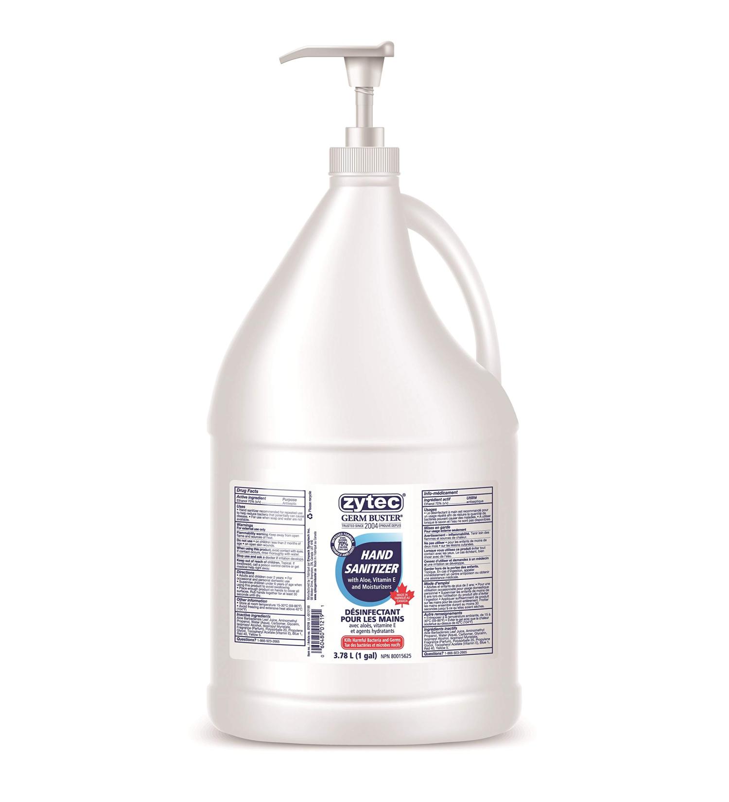 zytec Germ Buster Clear Gel Hand sanitizer - 70% Alcohol W pump 3.78 Liter - Buy Online on GoSupps.com