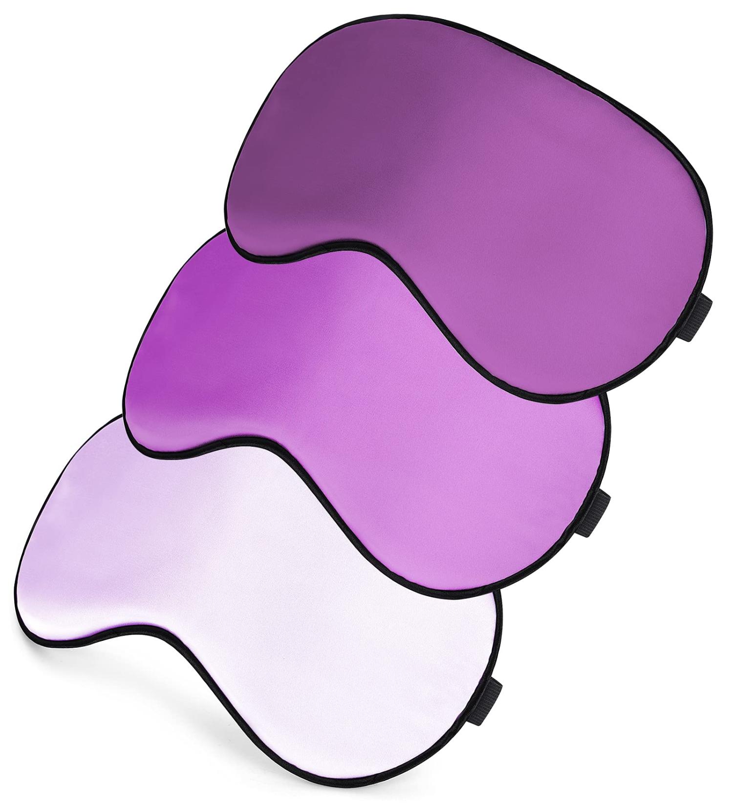 Super Soft Sleep Mask - Adjustable Lightweight Eye Masks for Men & Women | Perfect Light Blocking in Light Purple Purple & Deep Purple - Buy Online on GoSupps.com