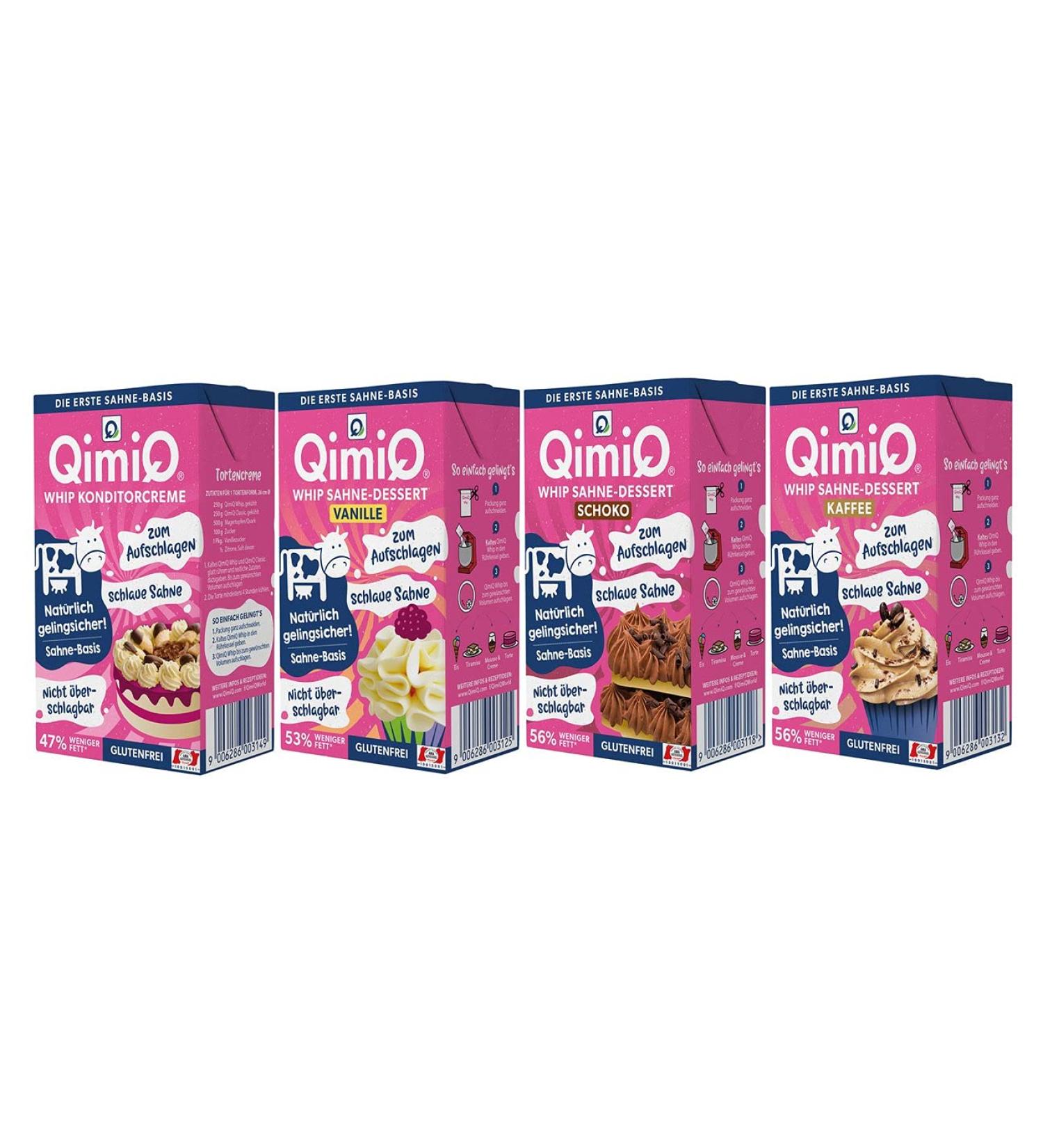 QimiQ Whip Cream Dessert Mix 4x250g - Creamy & Versatile Topping for International Shipping - Buy Online on GoSupps.com