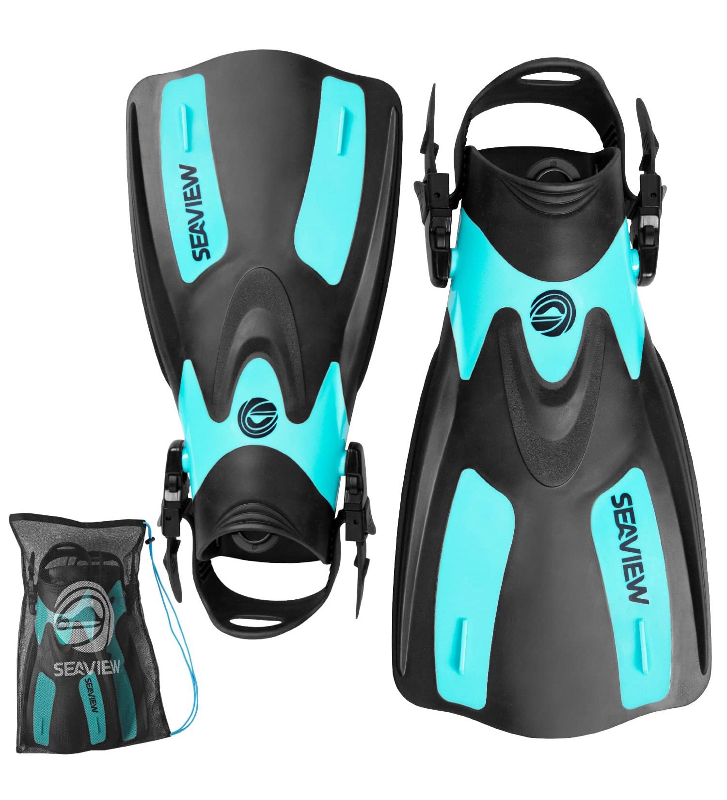 Seaview 180 RAWA Snorkel Fins - Adjustable Swim Fins for Travel - Snorkeling & Diving - Seafoam S/M - Buy Online on GoSupps.com