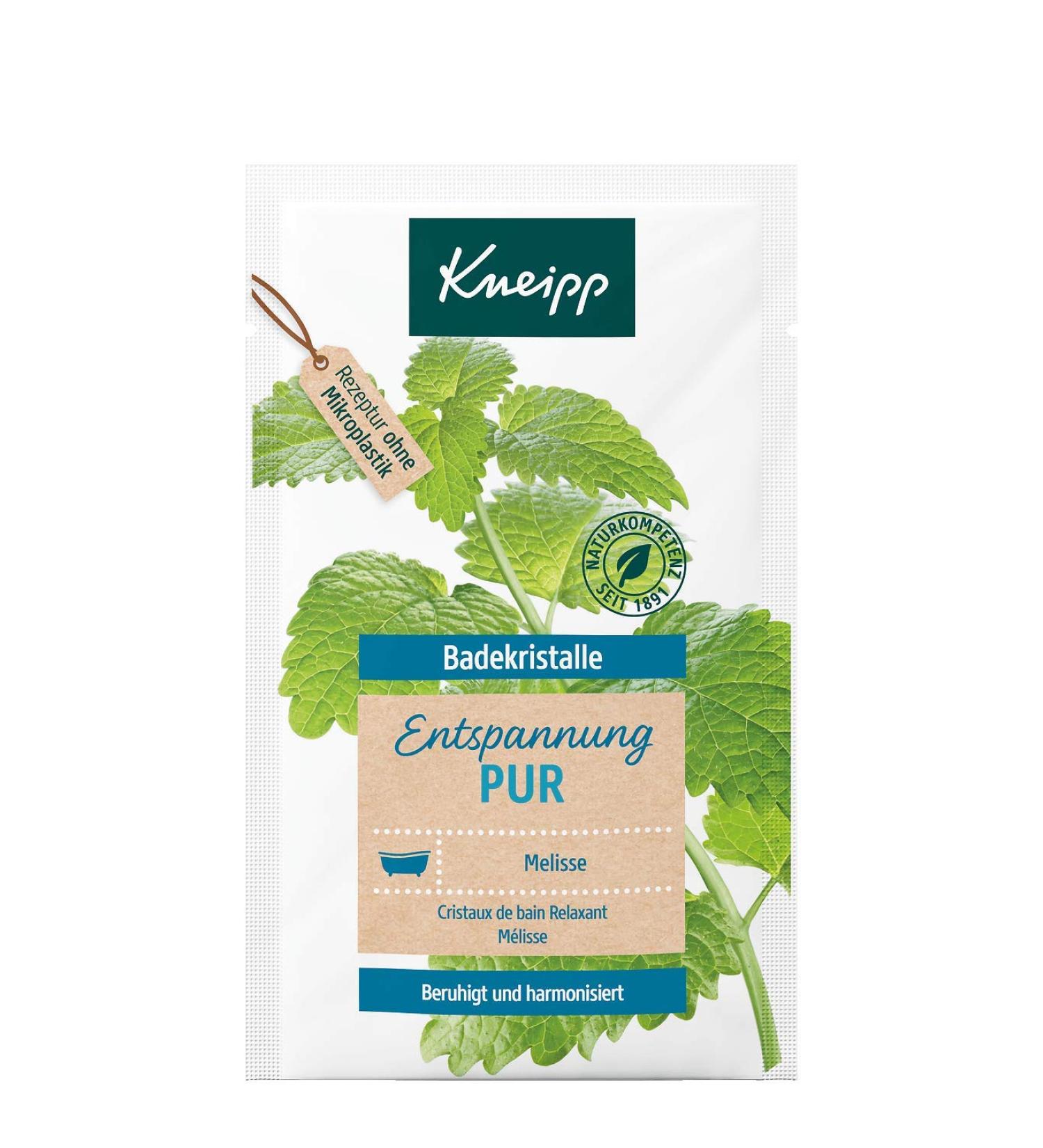 Kneipp Bathing Crystals - Relaxing Pure with Natural Deep Salt & Lemon Balm Extract | Harmonizing Soak 60g - Buy Online on GoSupps.com