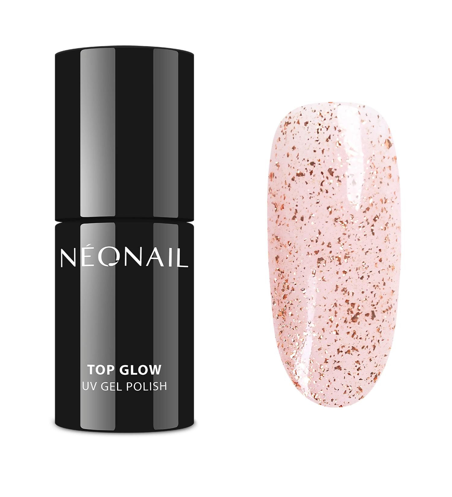 Neonail UV Top Coat Gel with Rose Gold Flakes - 7.2 ml | Long-lasting Glitter Nail Design & Polish - Buy Online on GoSupps.com
