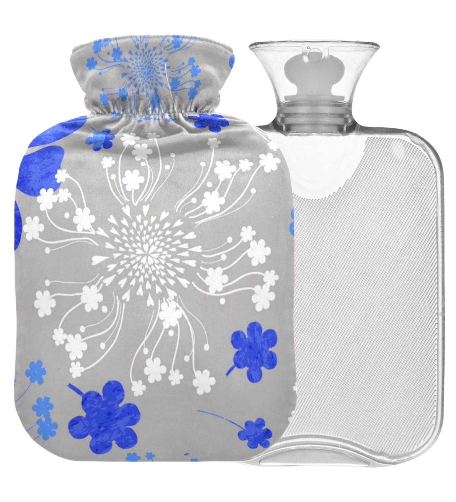 NAANLE 2L Hot Water Bottle with Lid - Blue Flowers | Ideal for Back Pain Relief & Neck Therapy - Hot & Cold Compress - Buy Online on GoSupps.com