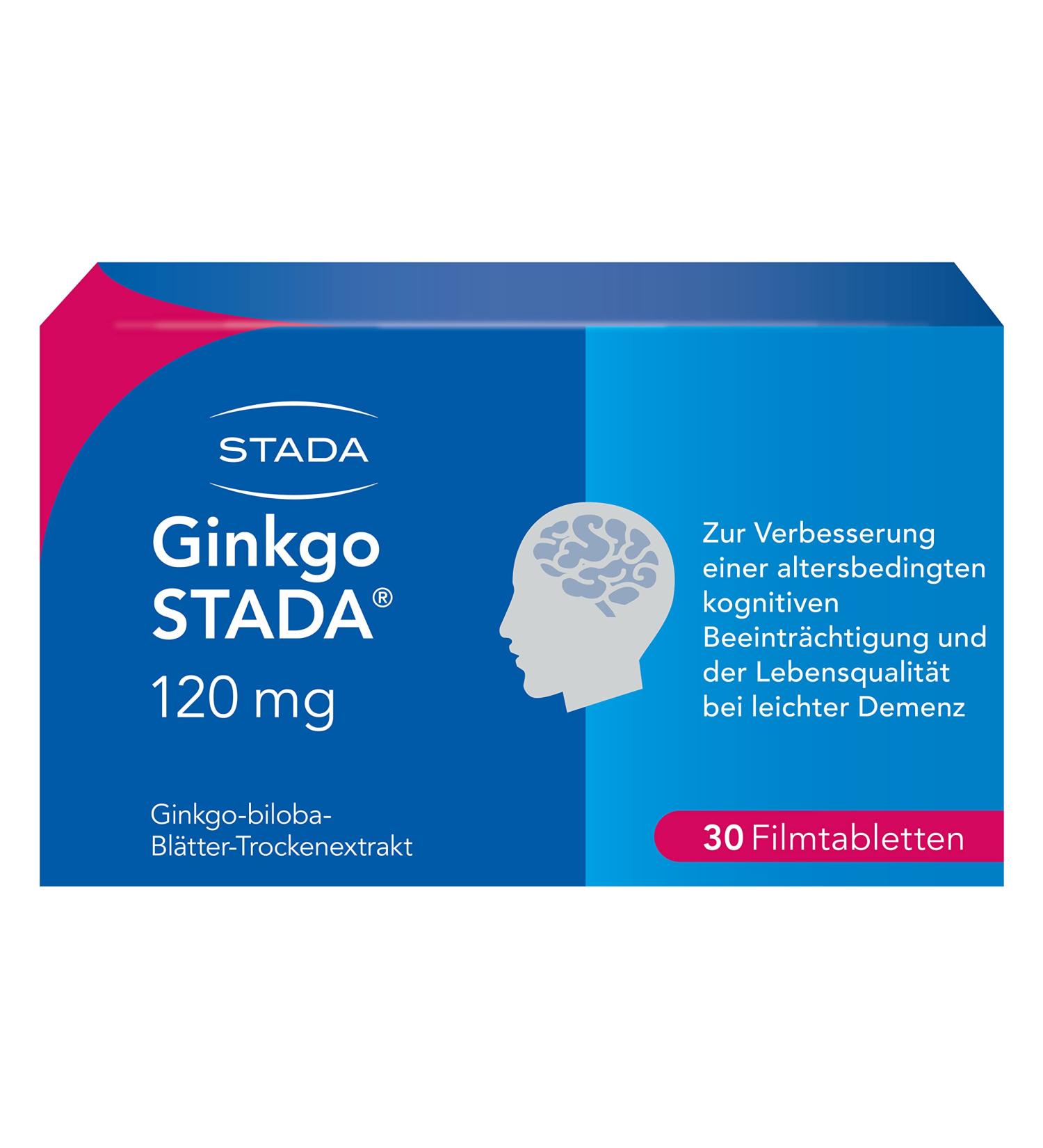 Ginkgo Stada 120 mg - Improve Age-Related Cognitive Impairment & Quality of Life - 60 Film-Coated Tablets (30 Pieces) - International Shipping Available - Buy Online on GoSupps.com