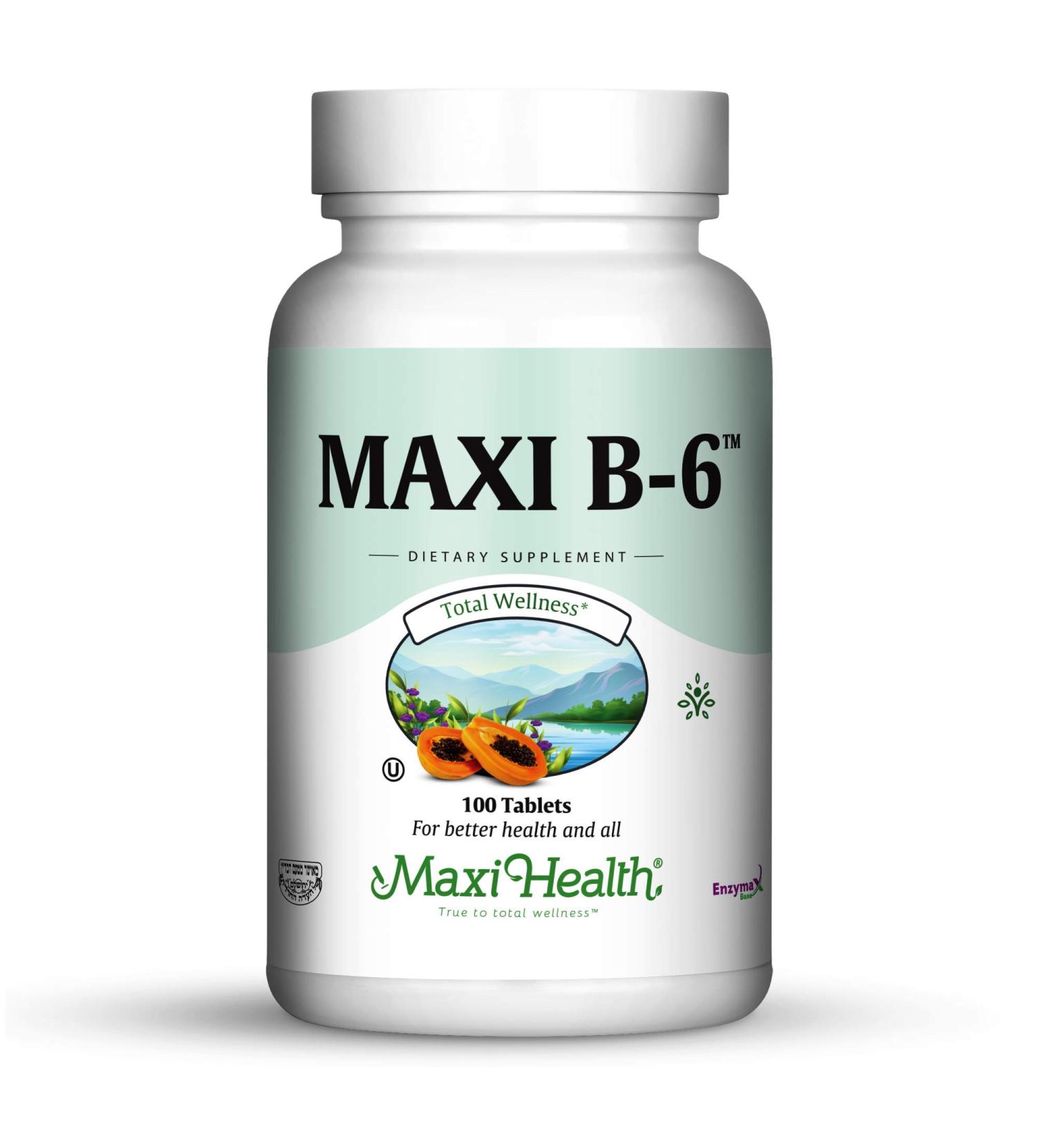 Maxi Health B-6 100mg - Cardiovascular Support - 100 Tablets (Pack of 2) - Buy Online on GoSupps.com