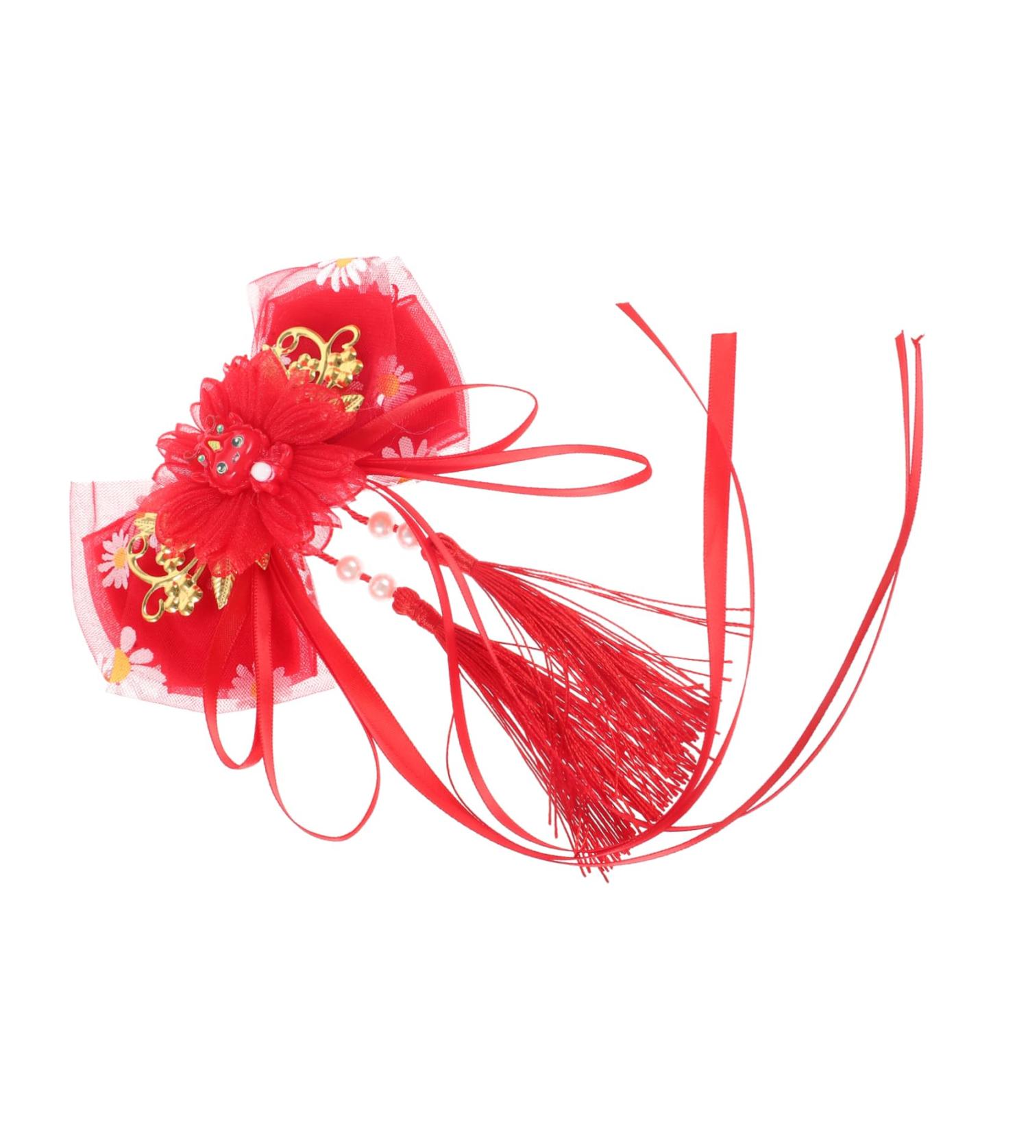 Ipetboom fabric hair pin hairpins girls hair barrettes child girl Hanfu red chinese hair accessories Hair clips temperament Large ribbon hairpin hair accessories accessories - Buy Online on GoSupps.com
