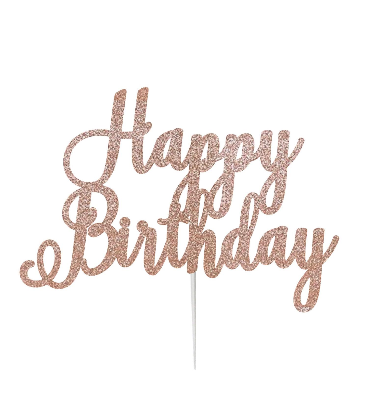 LissieLou Happy Birthday Pretty Cake Topper Glitter Card Rose Gold Made in the UK - Buy Online on GoSupps.com