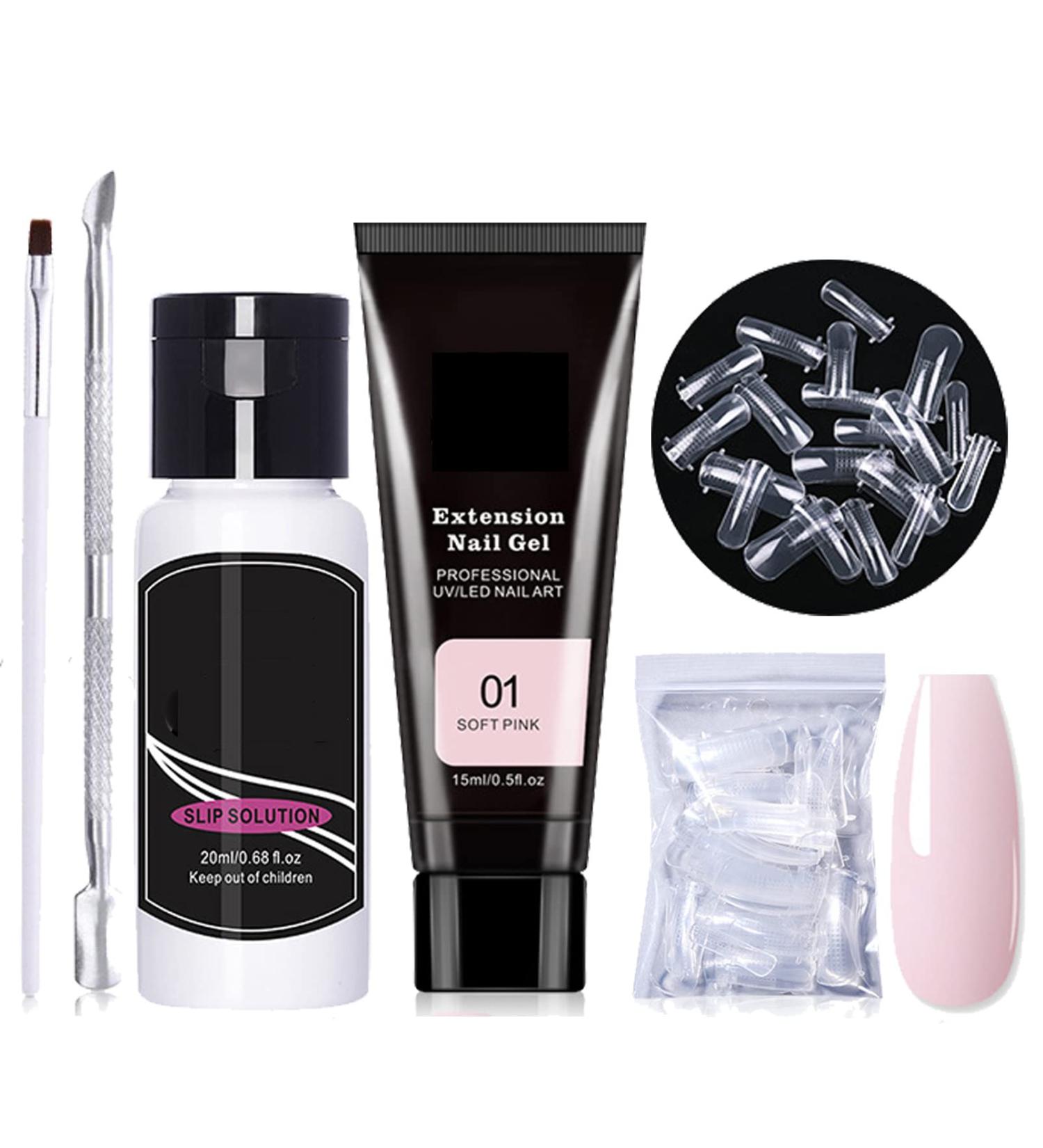5Pcs Poly Gel Nail Kit - Soft Pink Builder Gel for Nails Extension - Durable 20ML Poly Nail Liquid - DIY Manicure Gel Kit for Beginners - Buy Online on GoSupps.com