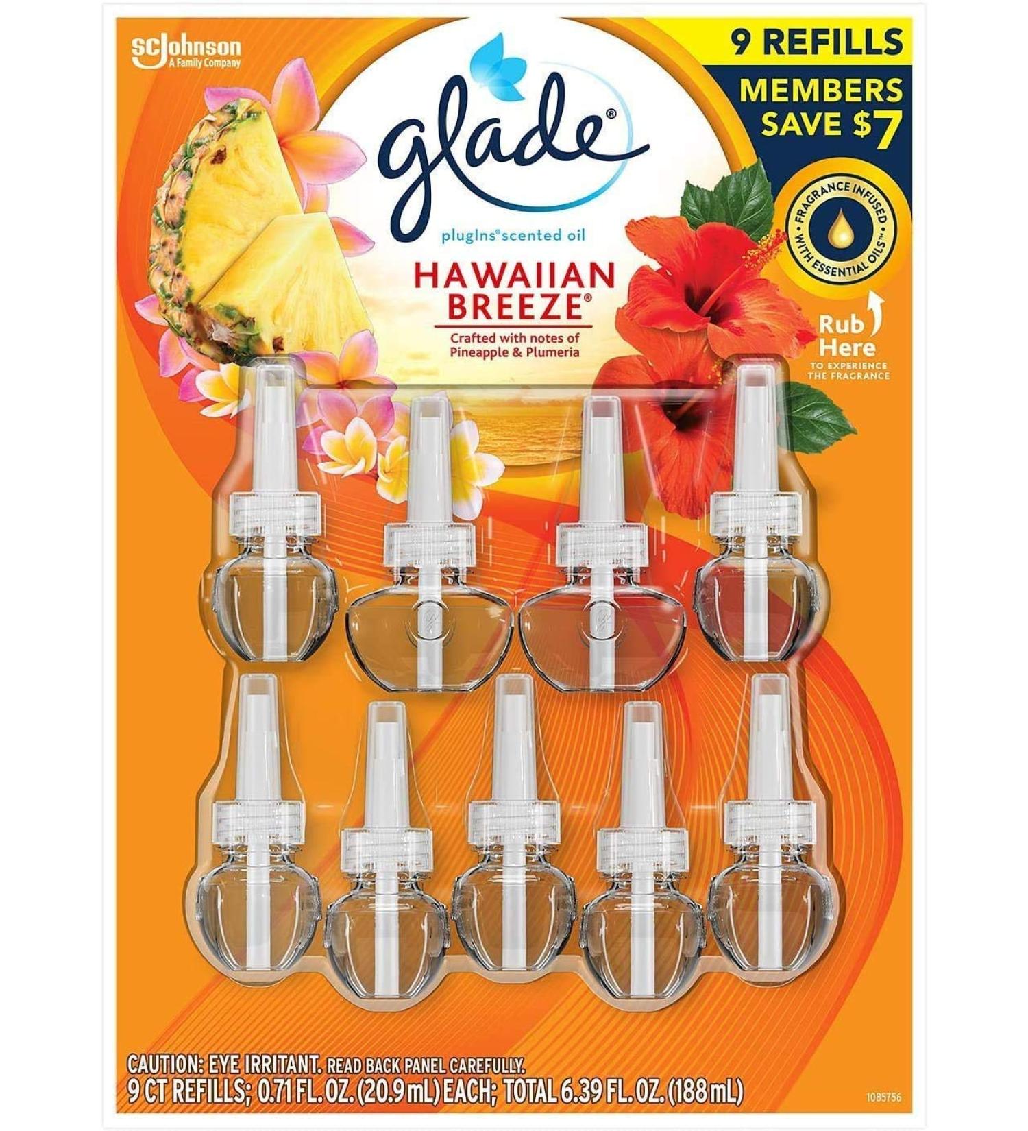 Hawaiin Limited Edition PlugIns Scented Oils Refills 25% More 8 Ct-Hawaiian Breeze Yellow Glade