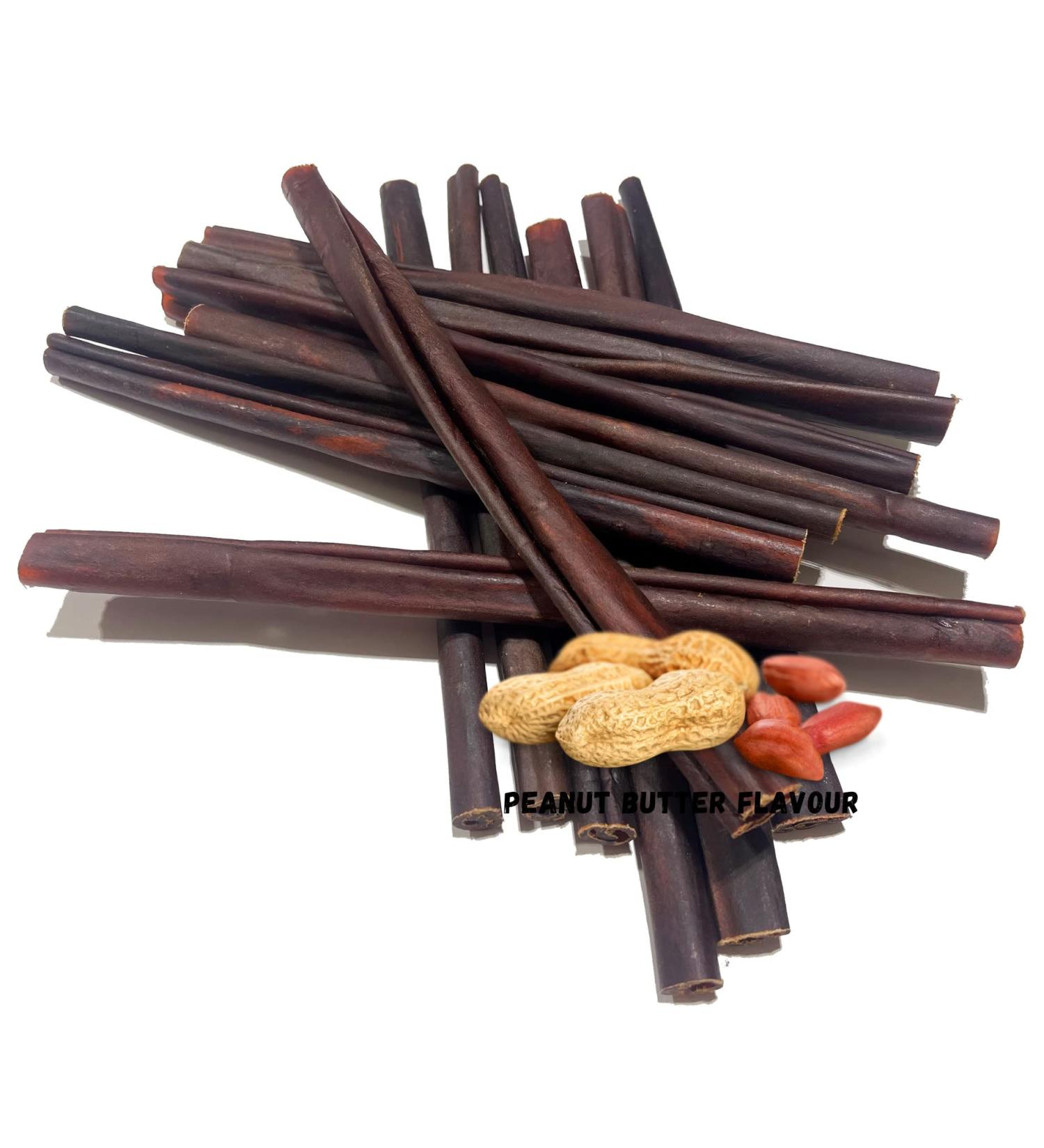 Beef Collagen Sticks for Dogs - *Peanut Butter Flavour* - 6 INCH/12 INCH *(12 INCH 350 Grams 7 Pack Approx.)* - NO Odor - Rawhide Free - Bully Stick Alternative Supports Joint Skin & Coat Health 12 INCH PEANUT BUTTER (7 PACK APPROX.) - Buy Online on GoSupps.com