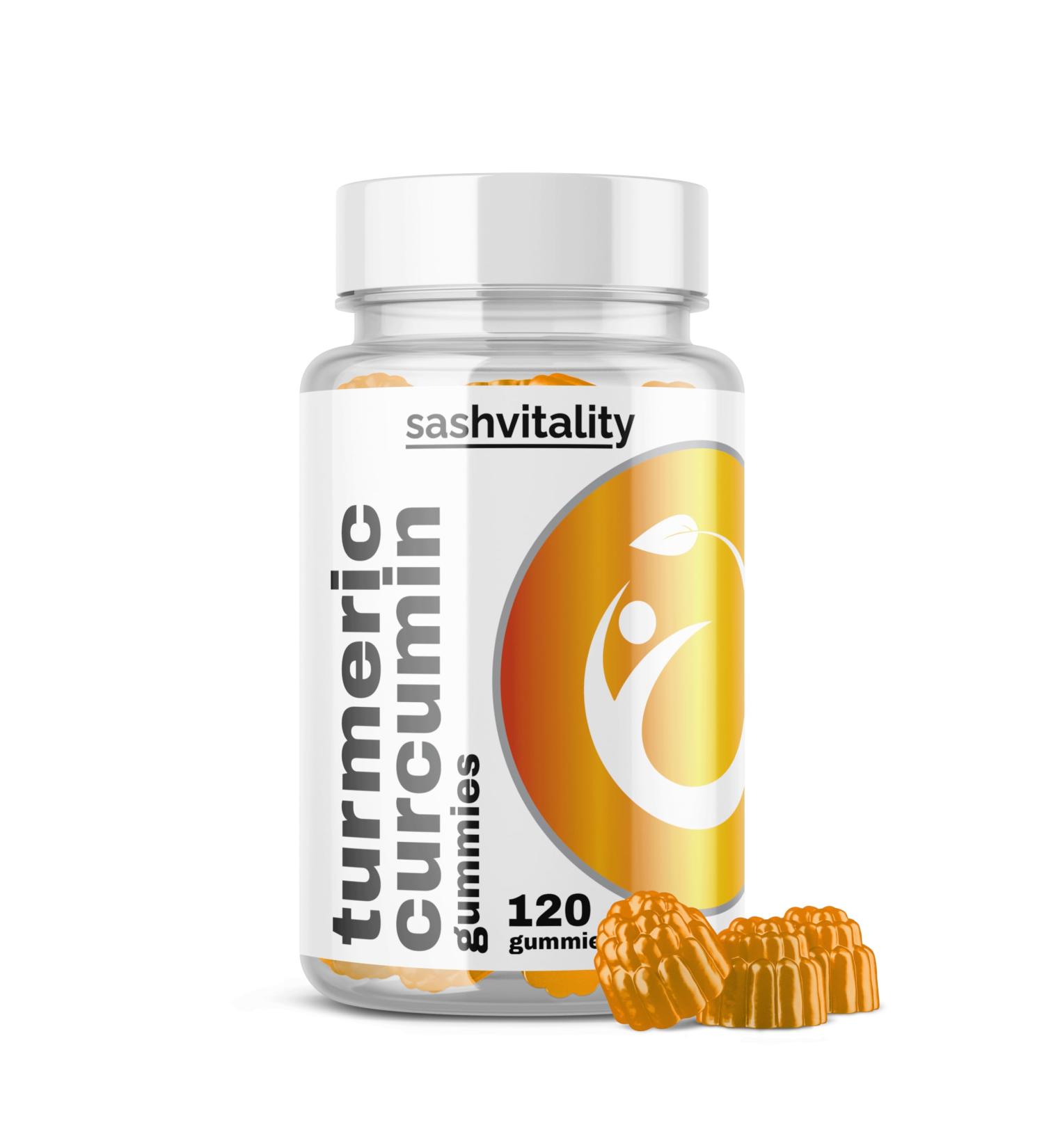Turmeric & Ginger Gummies - 120 High Potency Antioxidant & Anti-Inflammatory - Joint Health Support - Pain Relief - UK Made by Sash Vitality (Orange Flavour) - Buy Online on GoSupps.com