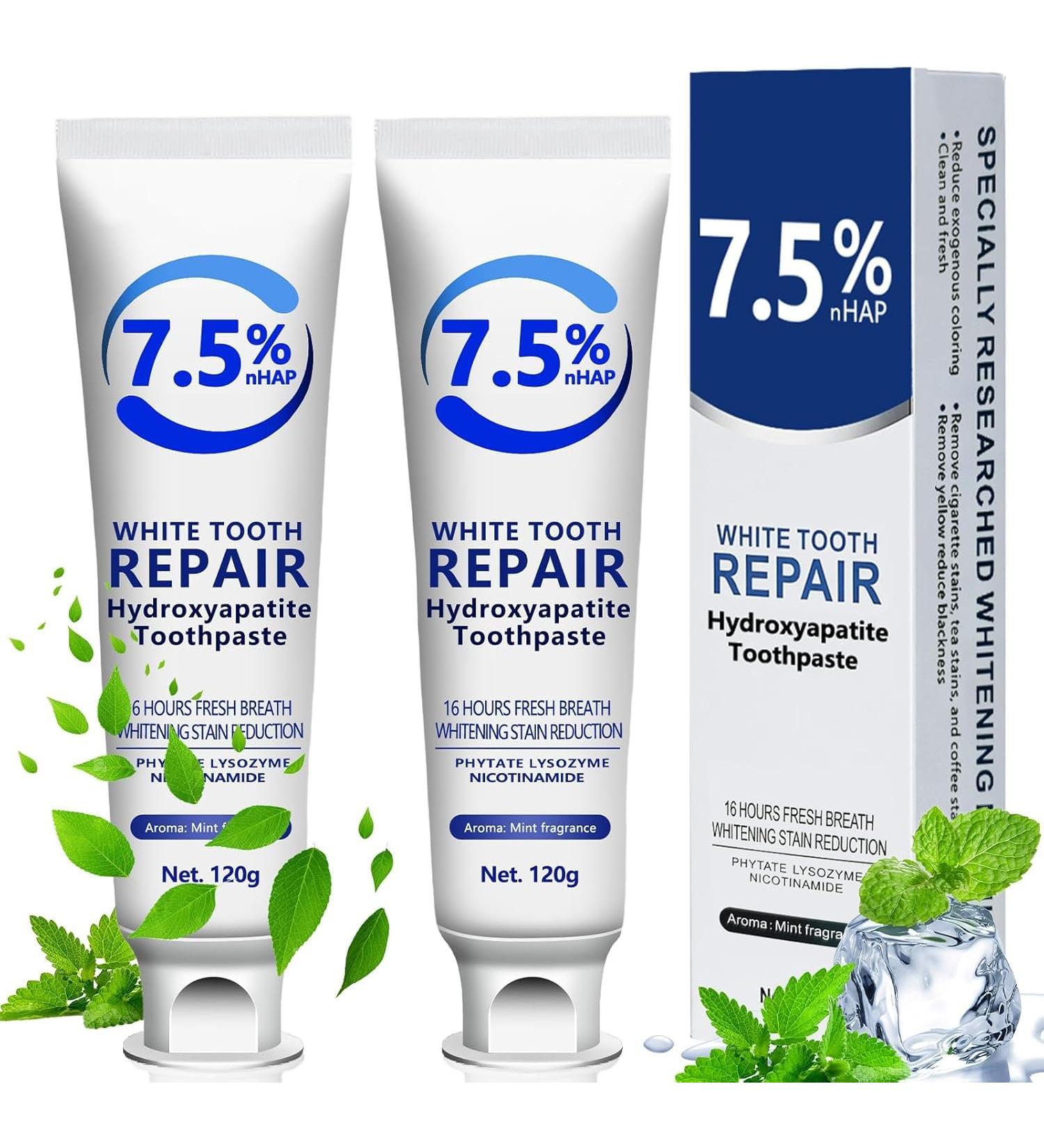 7.5 hydroxyapatite Toothpaste Set 2 Pcs Hydroxyapatite Toothpastes for Enamel Protection and Tooth Strengthening Gentle Mint Fresh Breath Daily Use for Oral Health - Buy Online on GoSupps.com