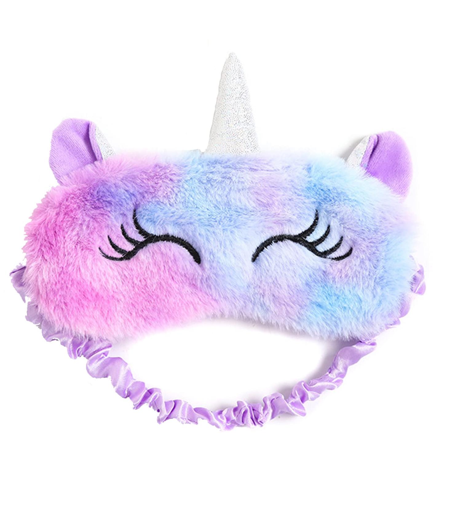 Cartoon Unicorn Eye Mask for Sleeping - Plush 3D Travel Sleep Mask for Adults & Kids - Breathable & Comfortable (Purple) - Buy Online on GoSupps.com
