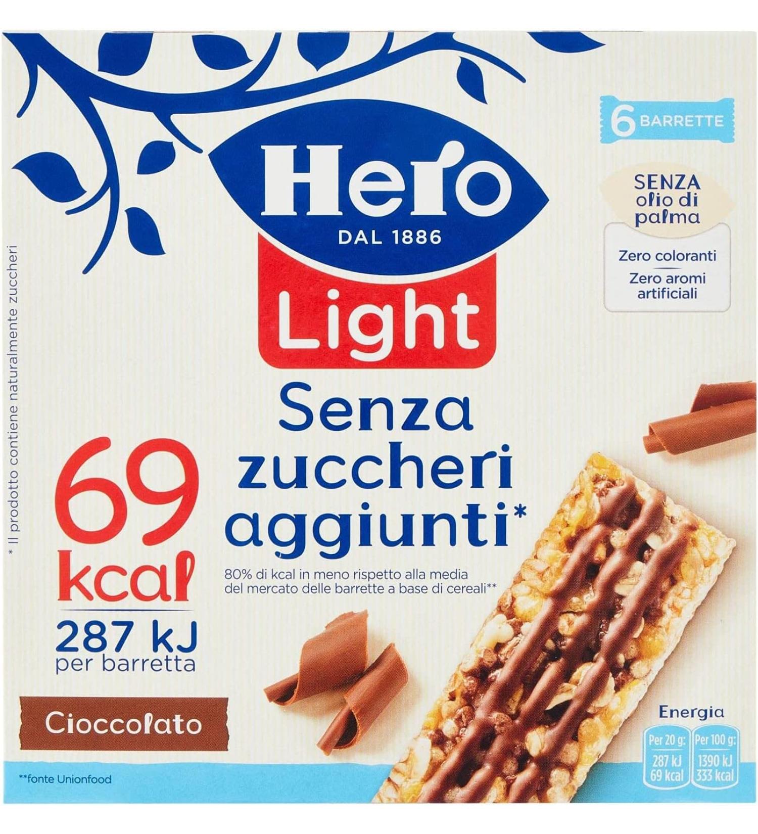 Italian Gourmet E.R. Hero Light Pack of 6 chocolate cereal bars no palm oil no preservatives no colorings no added sugar 120g - Buy Online on GoSupps.com