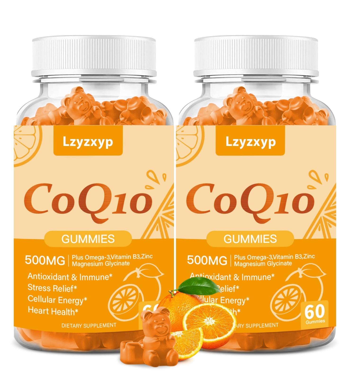 CoQ10 Oranges Gummies 500mg-3X Better Absorption Coenzyme Q10 Supplements - Plus Omega-3 Magnesium Vitamin B3 & Zinc for Heart Health Cellular Energy & Antioxidant Vegan Non-GMO 120 Ct (2) - Buy Online on GoSupps.com