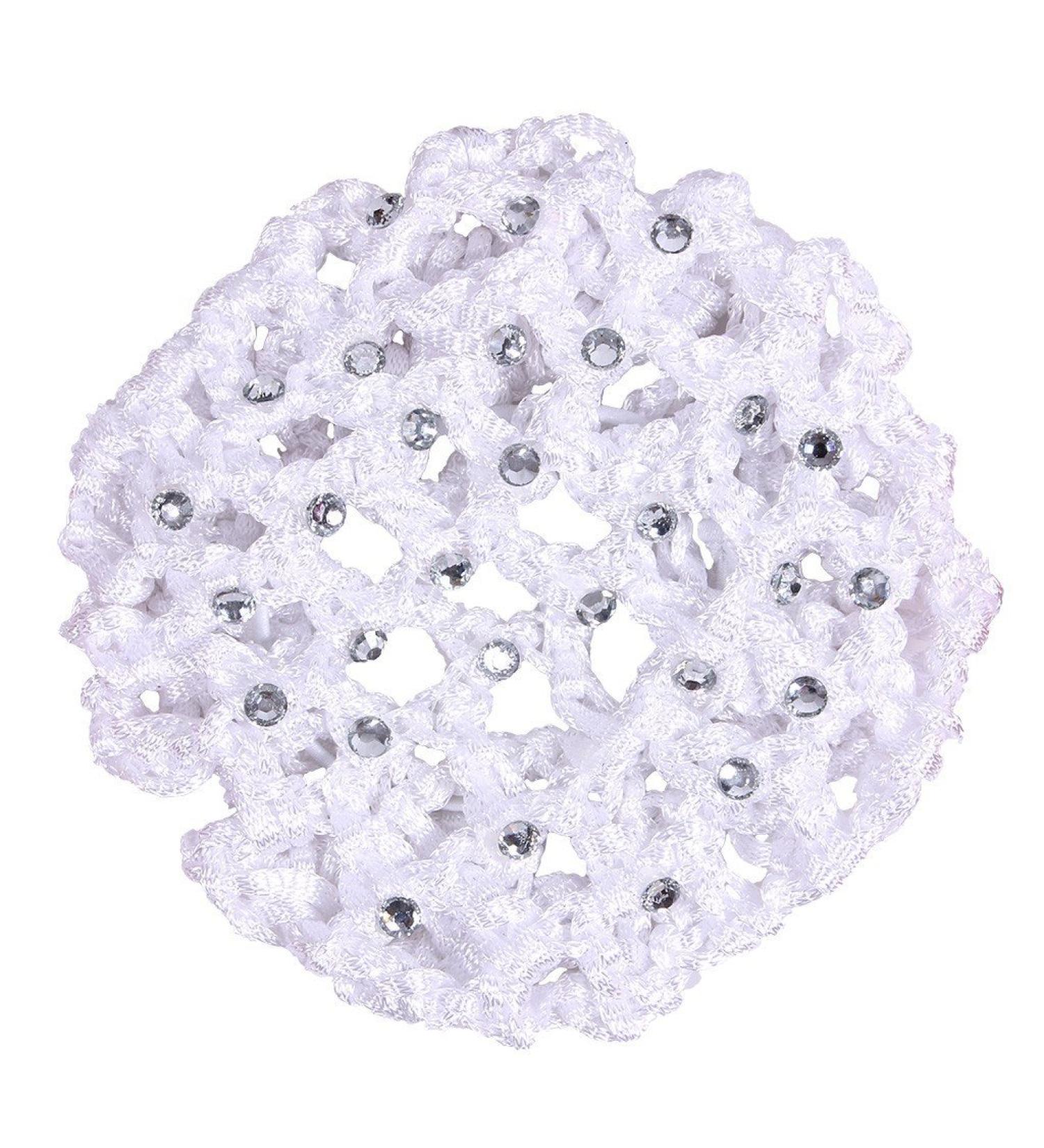 QHP hair net diamond decorated with artificial pearls (white)