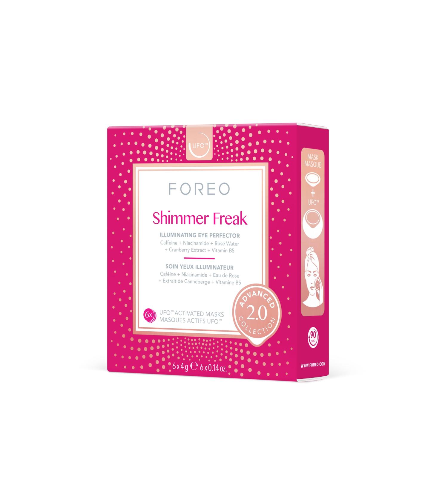 Shimmer Freak Advanced Collection 2.0 UFO-Activated Face Mask - Illuminates Eye Contour - Rose Water & Niacinamide - Anti-Aging for All Skin Types - 6 Pieces - Buy Online on GoSupps.com