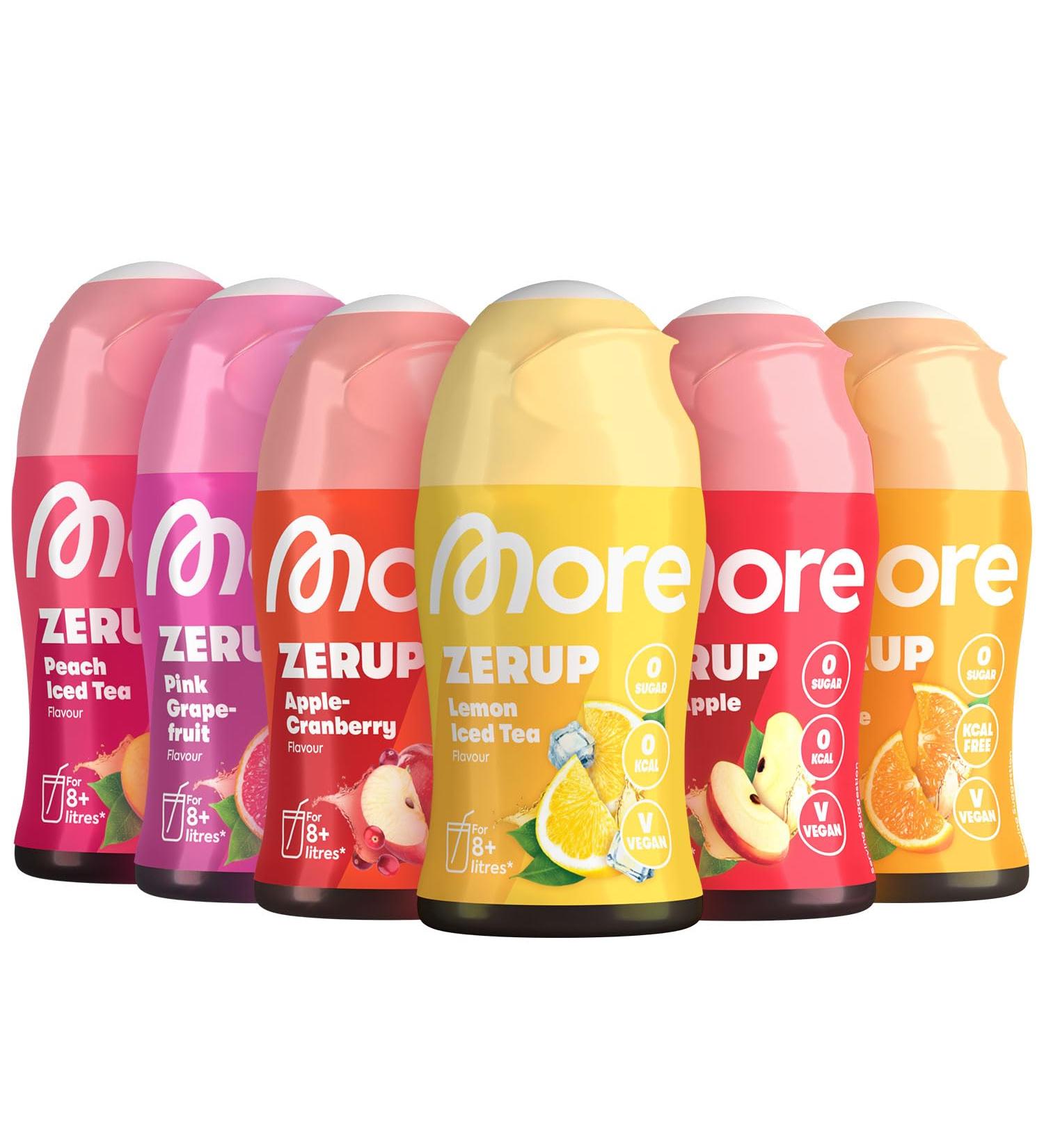 More Zerup Mixed 6 Series Bundle - Sugar-Free Syrup with Real Fruit Extracts | Vegan Zero Calories | 6 x 65ml - Made in Germany - Buy Online on GoSupps.com