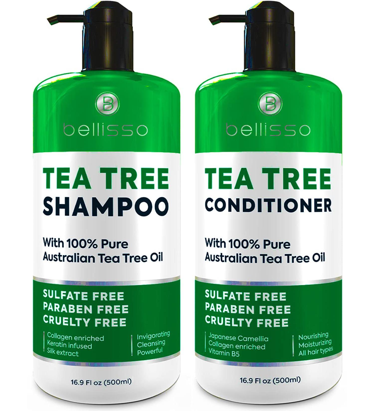 Tea Tree Oil Shampoo & Conditioner Set | Anti-Dandruff, Sulfate & Paraben Free, Itchy Scalp Treatment for Men & Women - 2 x 16.9 Fl Oz - Buy Online on GoSupps.com
