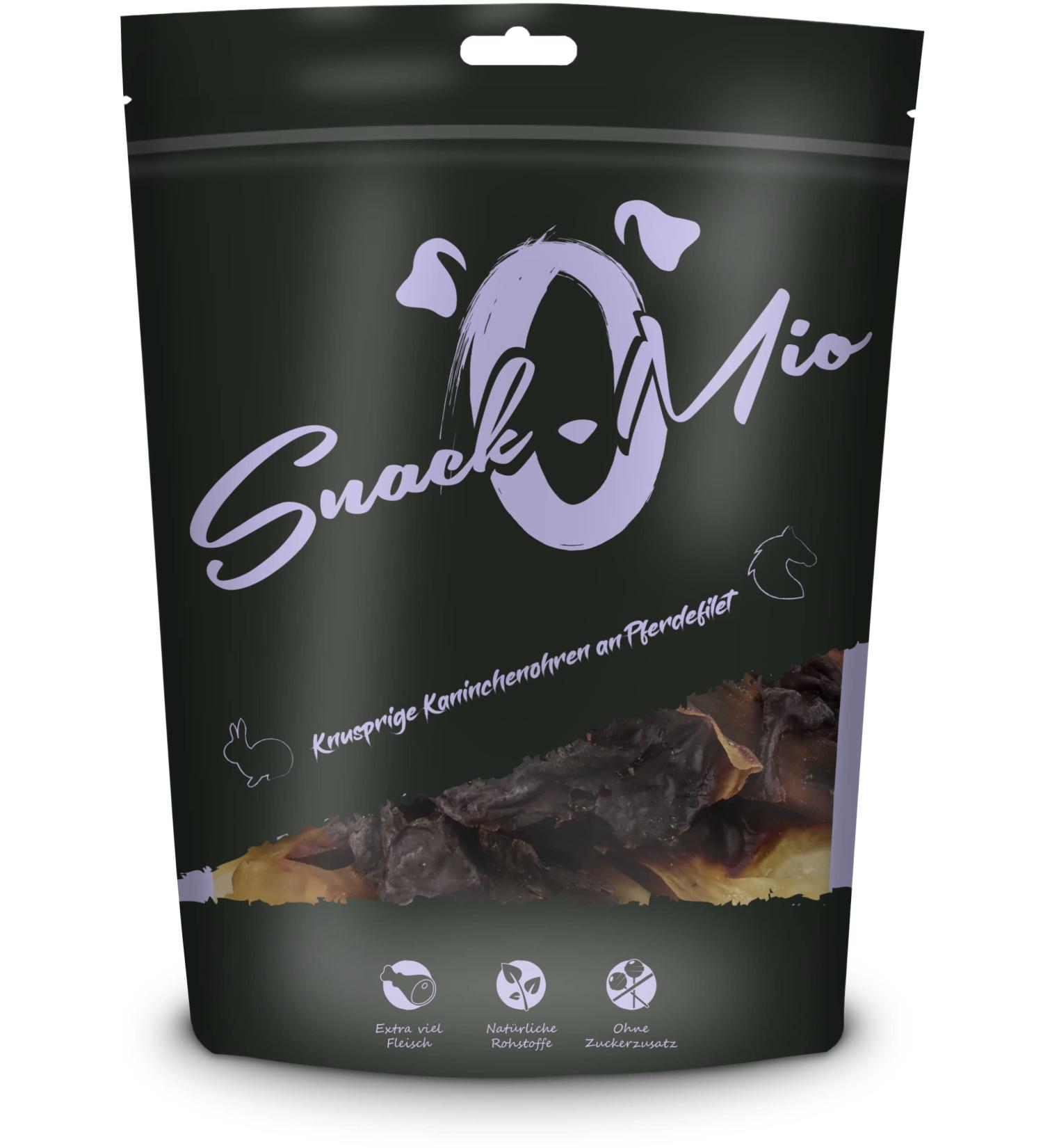 Snackomio - Premium dog snack - crispy rabbit ears on horse fillet grain -free 1 -pack (1 x 70g) rabbit + horse 70 g (1 Pack)