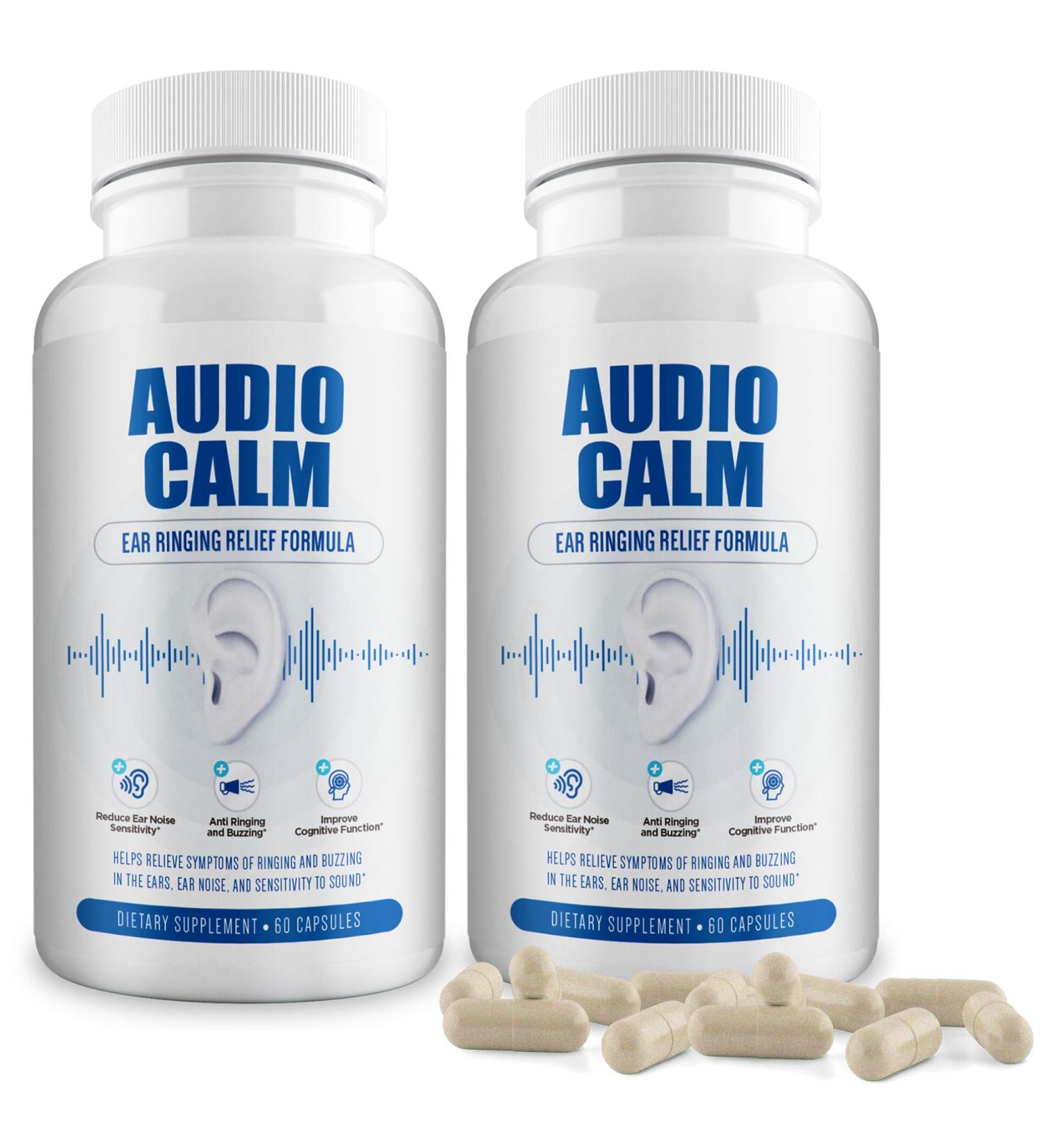 BACTICURE Audio Calm - Tinnitus Relief Supplement | Natural Stop Tinnitus Solution - Relieves Ear Ringing Buzzing Clicking | 60 Capsules (2) - Buy Online on GoSupps.com