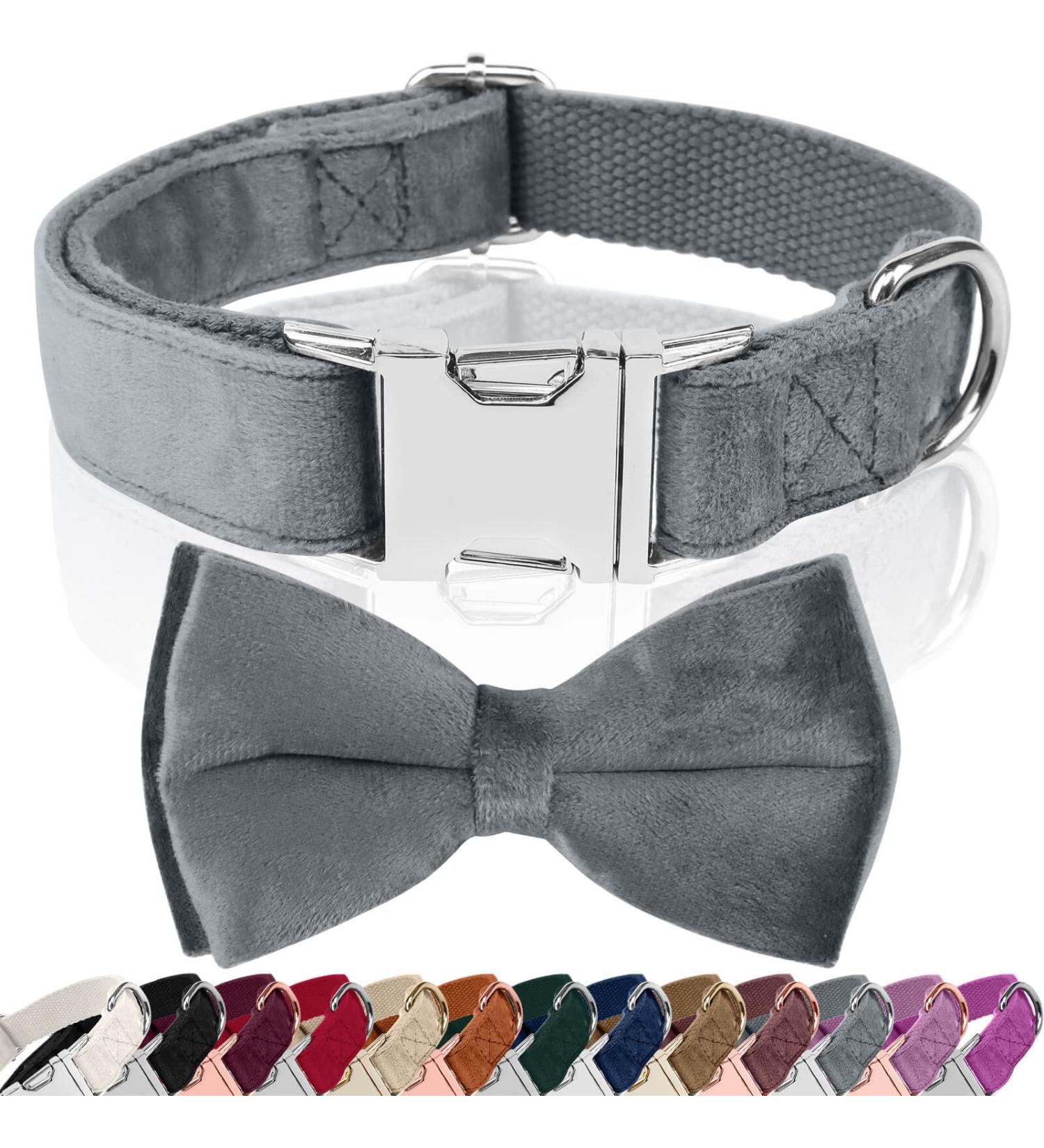 Shop Asvin XL Gray Velvety Dog Collar - Soft Comfortable & Removable Flying Design for Weddings Birthdays & Parties - Multi-Color Options Available | International Shipping - Buy Online on GoSupps.com