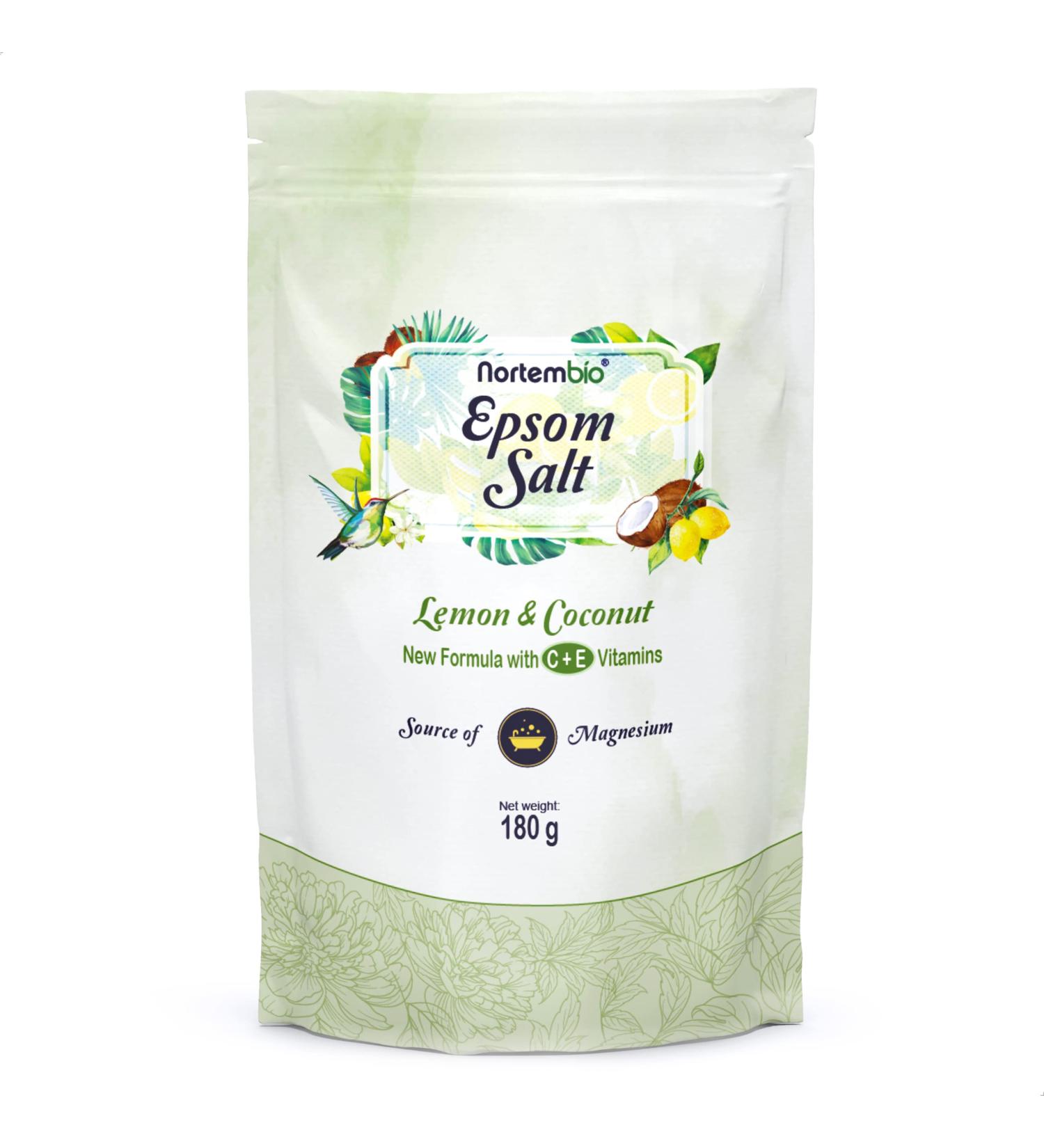 Nortembio Epsom Salt 180g - Lemon & Coconut Fragrance Vitamin C & E Hydration Swimming Salt for Body Care E-book Included - International Shipping - Buy Online on GoSupps.com