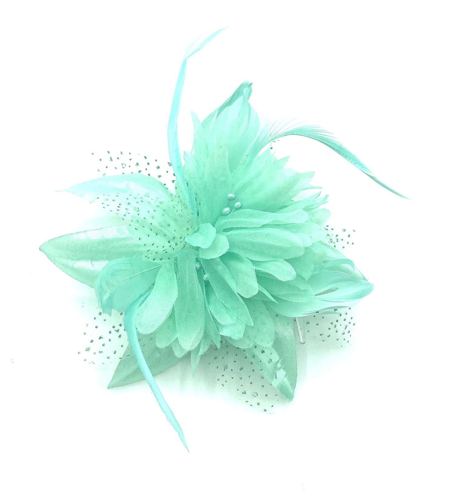 Feather Comb Fascinator for Women Wedding Ascot Races Christening Hair Piece (Mint Green) - Buy Online on GoSupps.com