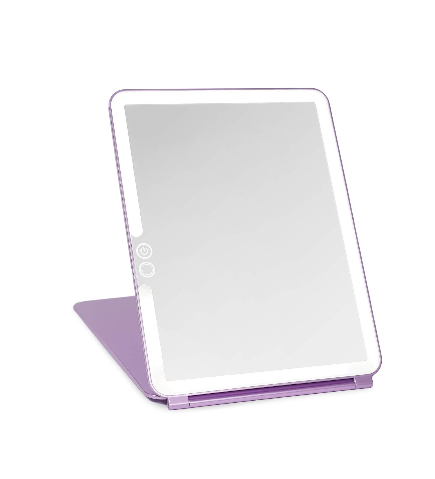 LUNA London Eclipse LED Lighted Travel Vanity Makeup Mirror | Compact & Portable Rechargeable Illuminated Mirror in Lavender | Ideal for Travel Makeup & Beauty Needs - Buy Online on GoSupps.com