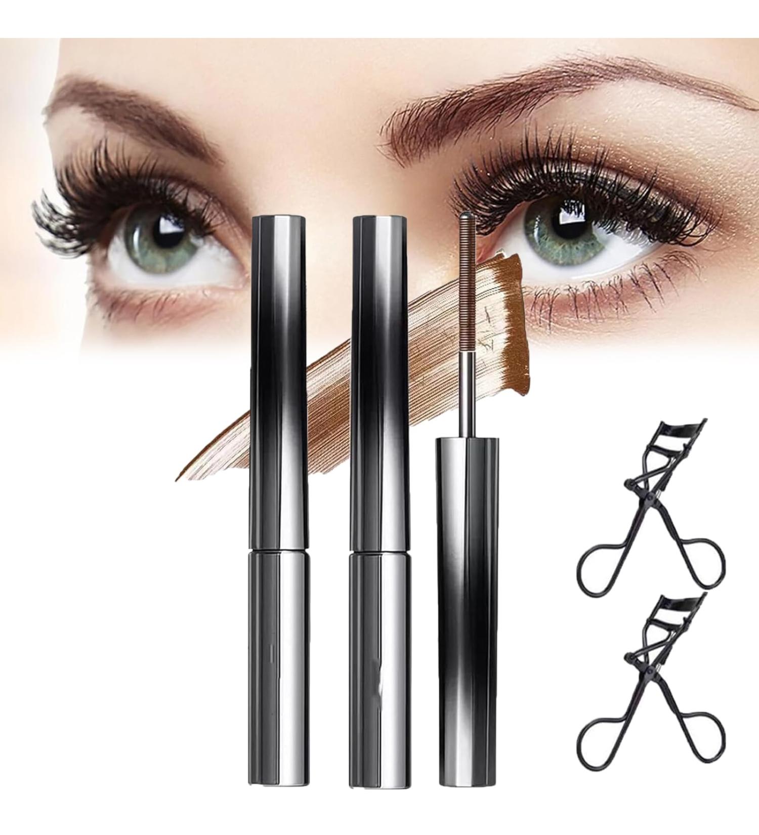 2PCS Iron Wand Mascara Metal Mascara Wand Metal Rod Mascara 3d Curling Eyelash Iron Mascara Mascara Cream (2*Brown) - Buy Online on GoSupps.com