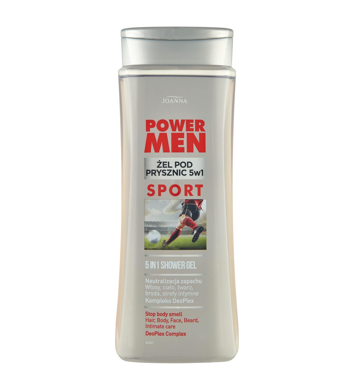 Joanna JOANNA Power Men Sport DeoPlex 5-in-1 Shower Gel for Men Energy with Yeast Thoroughly cleansed and refreshed skin Care shower for men Pleasant fragrance 300 ml