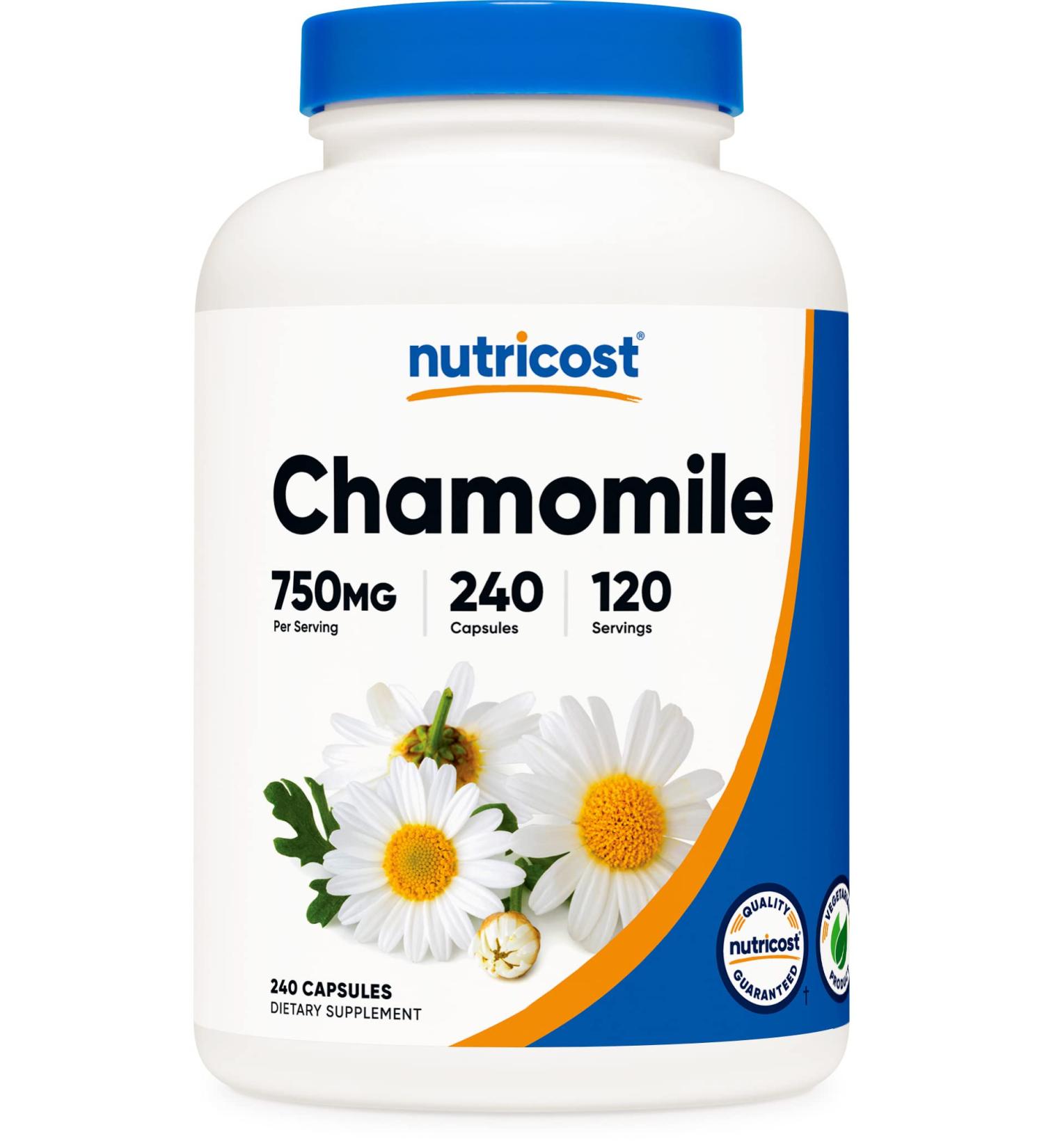 Nutricost Chamomile 750mg - 240 Vegetarian Capsules (Non-GMO, Gluten Free) - Buy Online on GoSupps.com