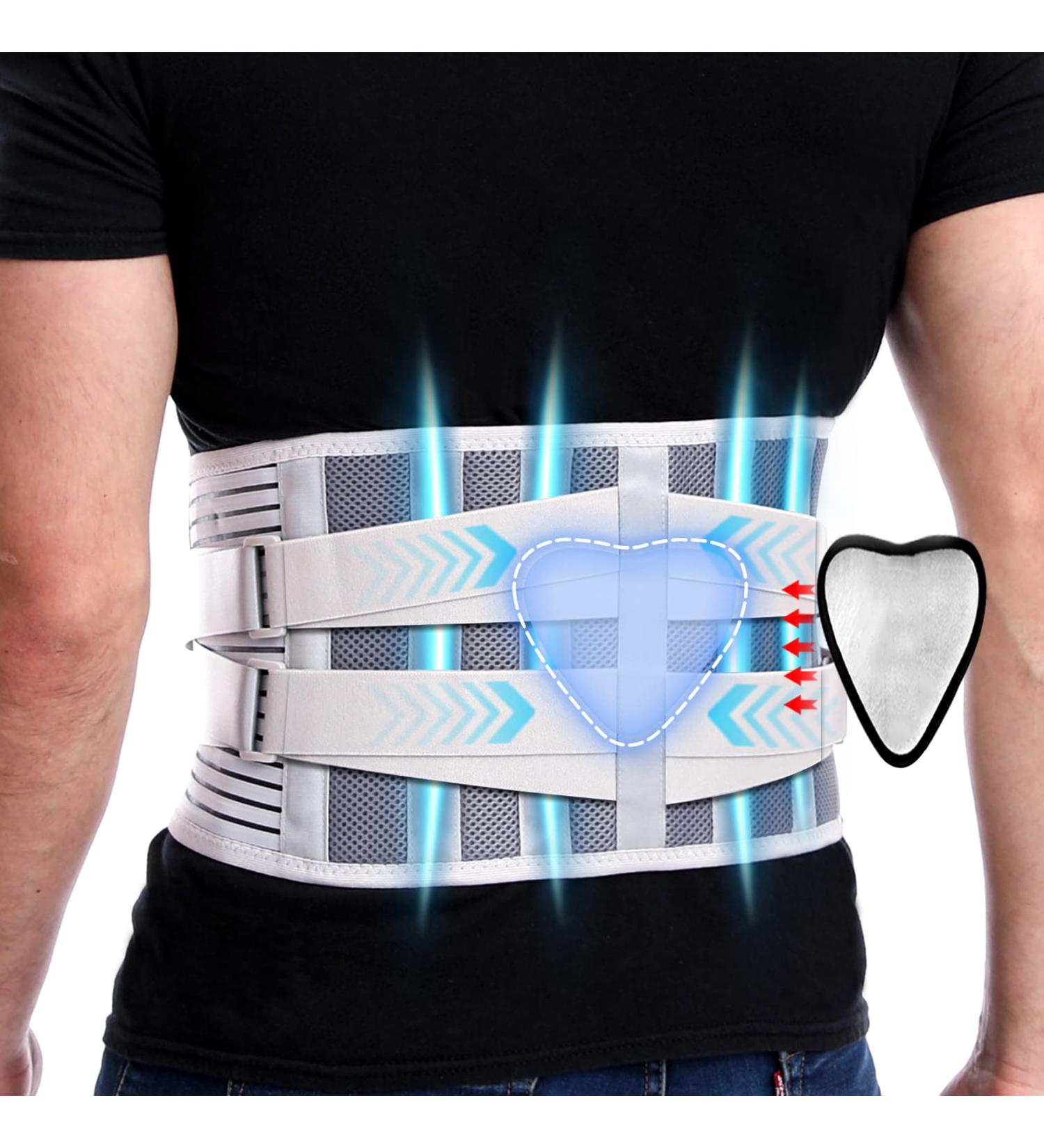 Back Support Belt with Lumbar Pad for Men & Women - Large Size (37-45) | Back Brace for Lower Back Pain Relief, Herniated Disc, Sciatica, Scoliosis - Removable Breathable Anti-Skid Lumbar Support Belt with 4 Stays - Buy Online on GoSupps.com