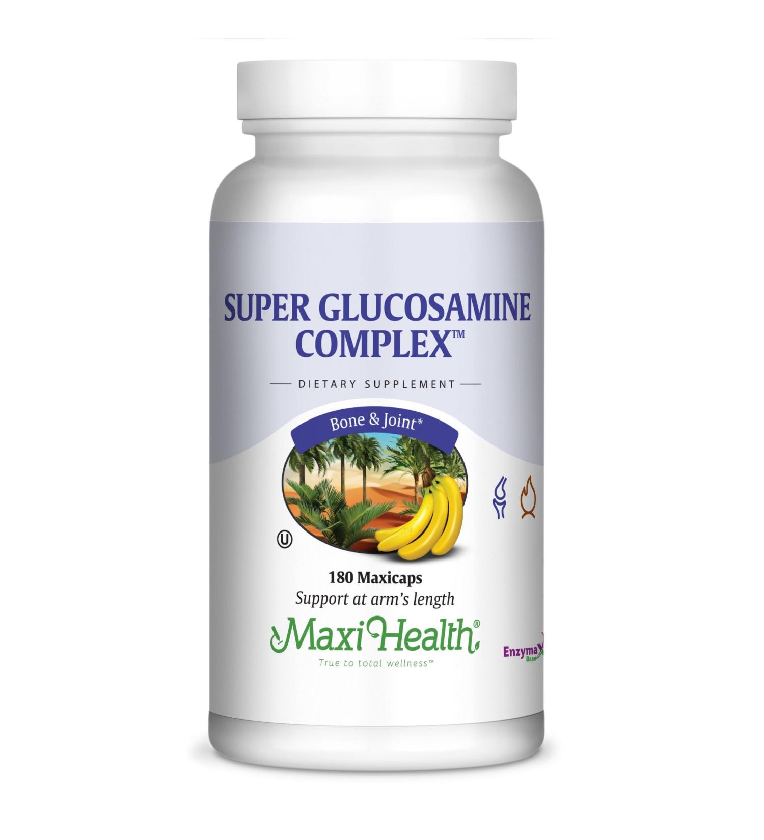 Maxi Health Super Glucosamine Complex Joint Supplements for Men & Women Glucosamine Sulfate with MSM Bromelain & Potassium Bone Strength Mobility & Flexibility Support 180 Capsules - Buy Online on GoSupps.com