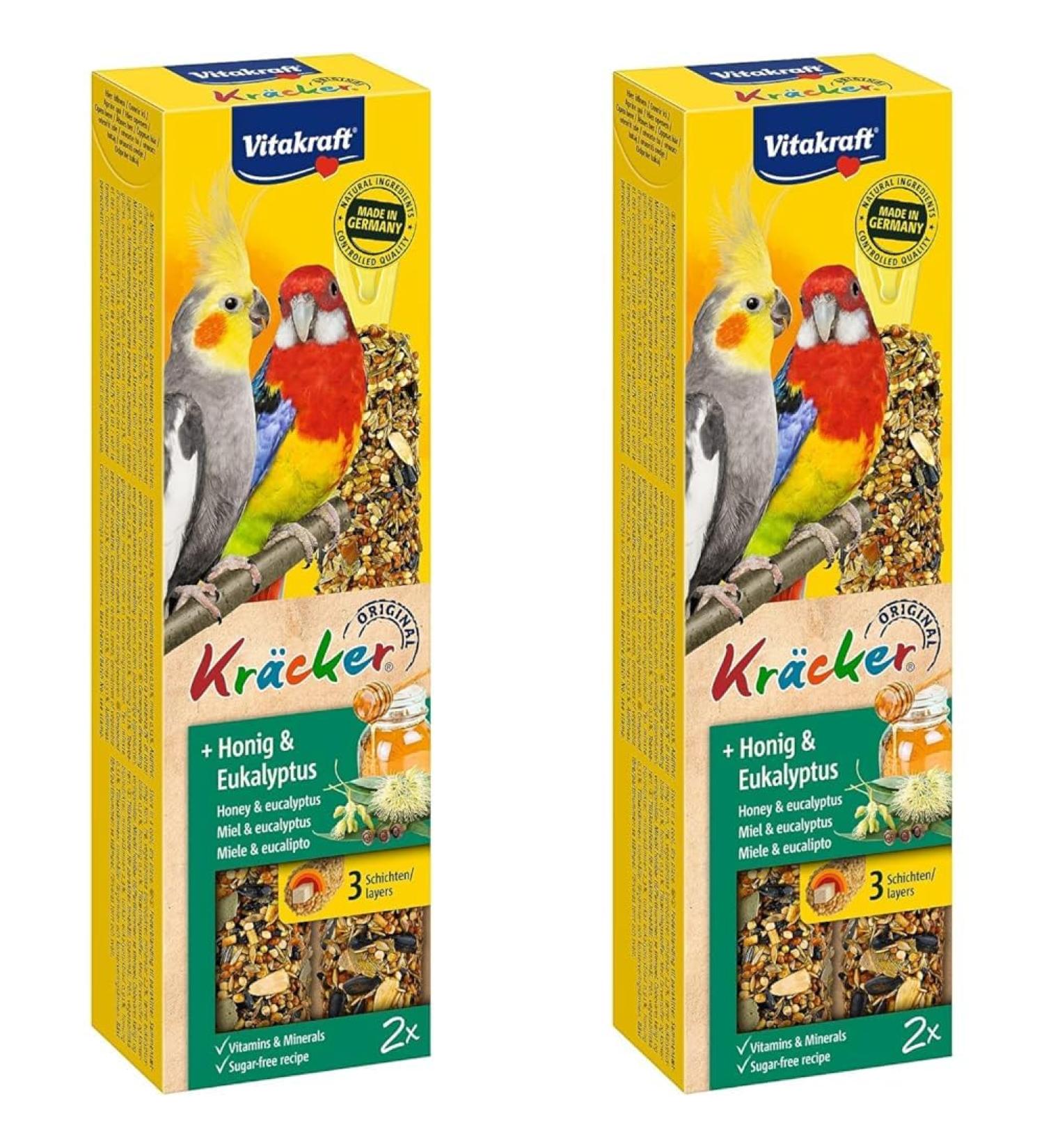 Vitastras Kr cker with Honey & Eucalyptus - 2-Pack Nibble Rods for Large Birds - Premium Bird Treats - Buy Online on GoSupps.com