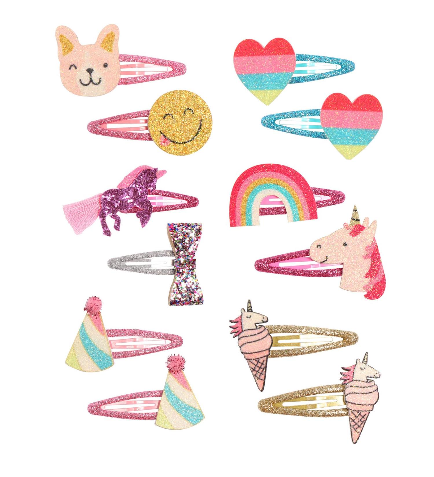 SUpoetry 12 Pieces Glitter Hair Clips Glitter Hair Clips for Girls Cute Girl Hair Clips Sparkling Hair Clips for Little Girls to Dress Up - Buy Online on GoSupps.com