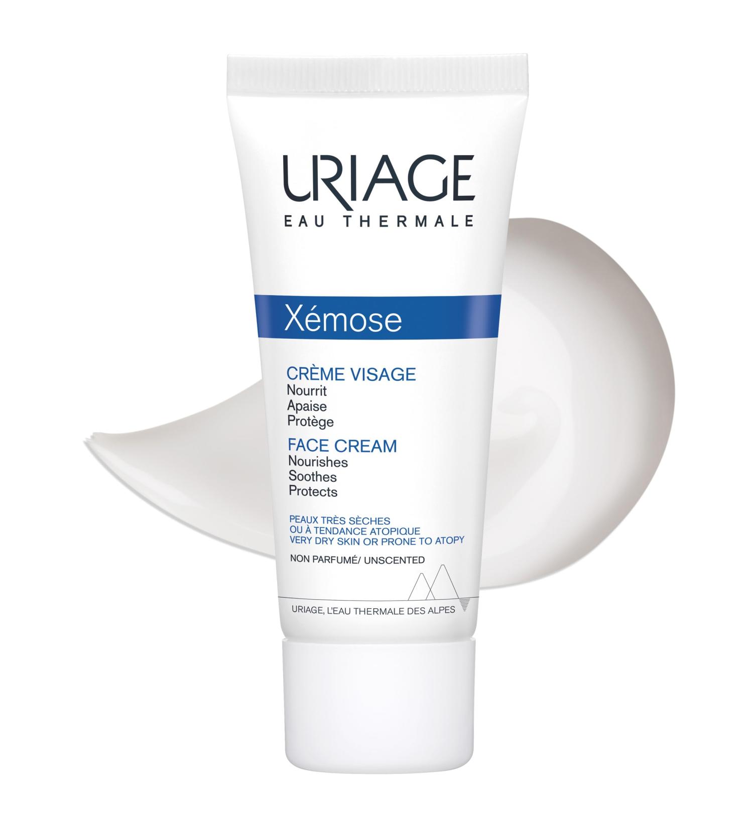 Uriage Xemose Soothing Face Cream for Dry Skin Prone to Atopic Eczema 40ml -24H Hydration Nourishes Soothes & Protects - With Shea Butter 10% - Non-Sticky Fragrance-Free Non-Comedogenic - Buy Online on GoSupps.com