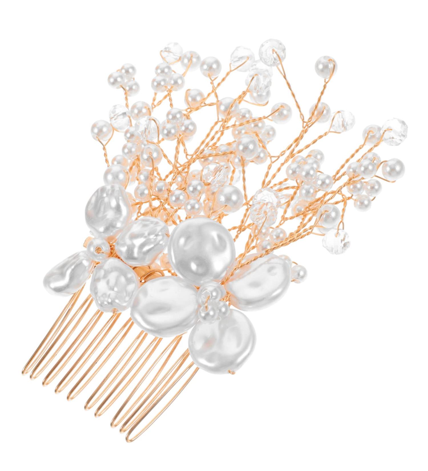 Angoily Silver Hair Comb Headwear for Women Pearl Wedding Hair Accessories Rhinestone Hair Comb Hair Combs for Women Rhinestone Hair Accessories Hair Pin Tiara Hair Fork Girl Bride Pearls - Buy Online on GoSupps.com